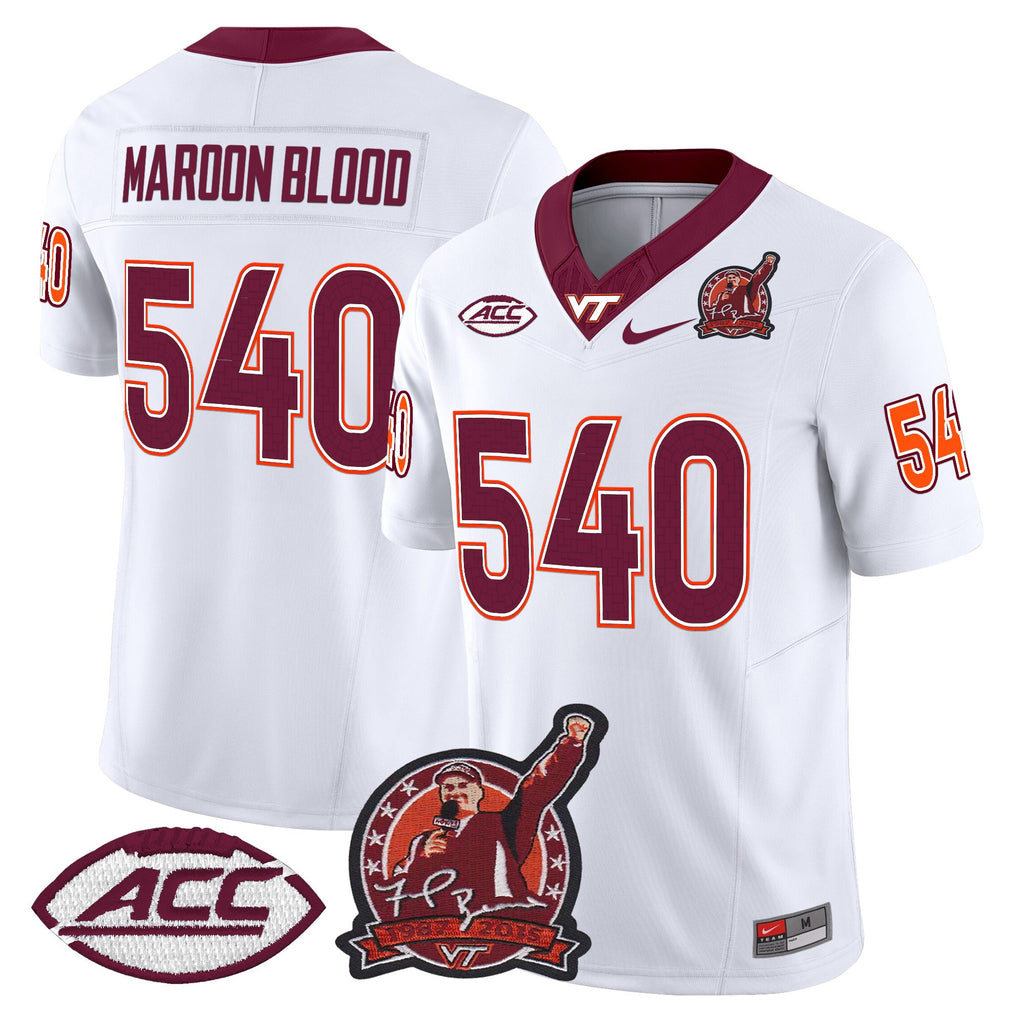 Men's Virginia Tech Hokies Coach Frank Beamer Patch 2025 Vapor Limited Jersey - All Stitched