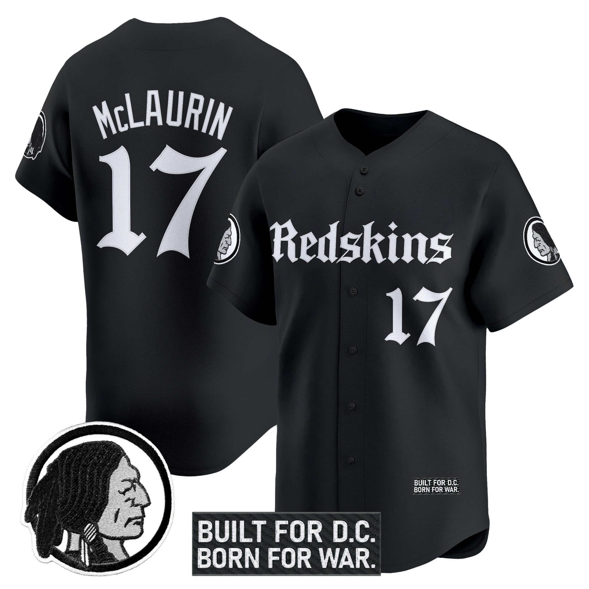 Men's Washington Redskins 'Gothic Capital Edition' Vapor Baseball Jersey - All Stitched