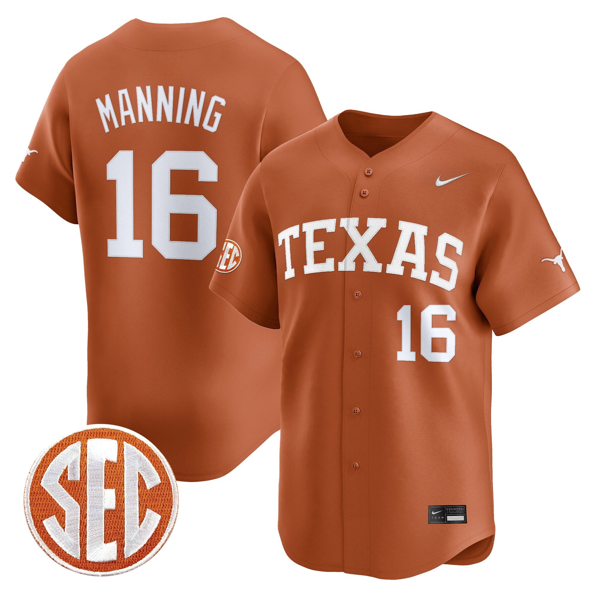 Men's Texas Longhorns 2025 Vapor Baseball Jersey - All Stitched
