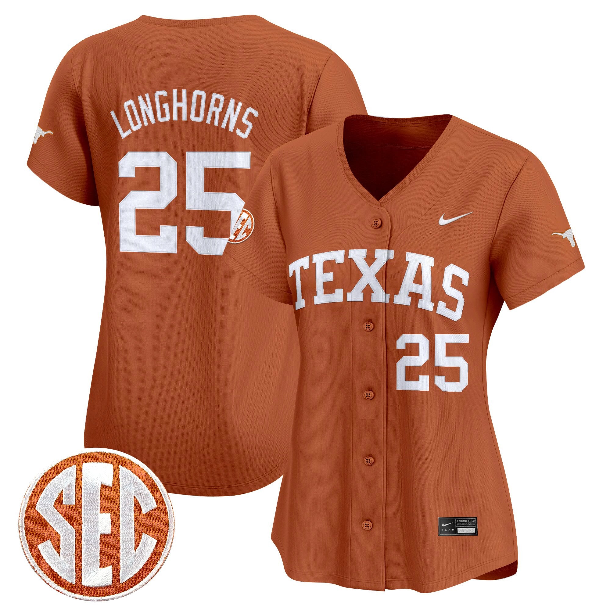 Women's Texas Longhorns 2025 Vapor Baseball Jersey - All Stitched