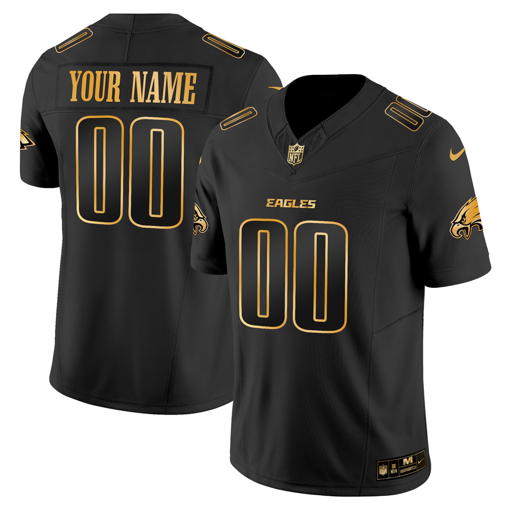 Philadelphia Eagles 2025 Gold Vapor Limited Custom Jersey - All Stitched