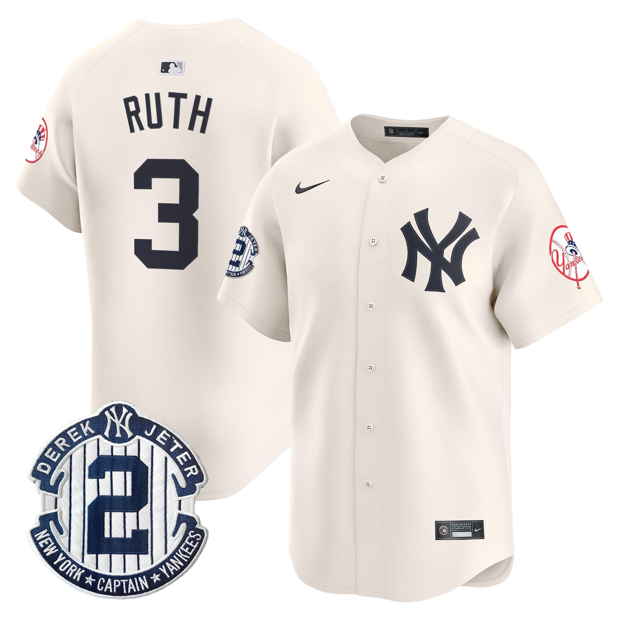 Men's New York Yankees Throwback Vapor Premier Limited Jersey - Derek Jeter Patch - All Stitched