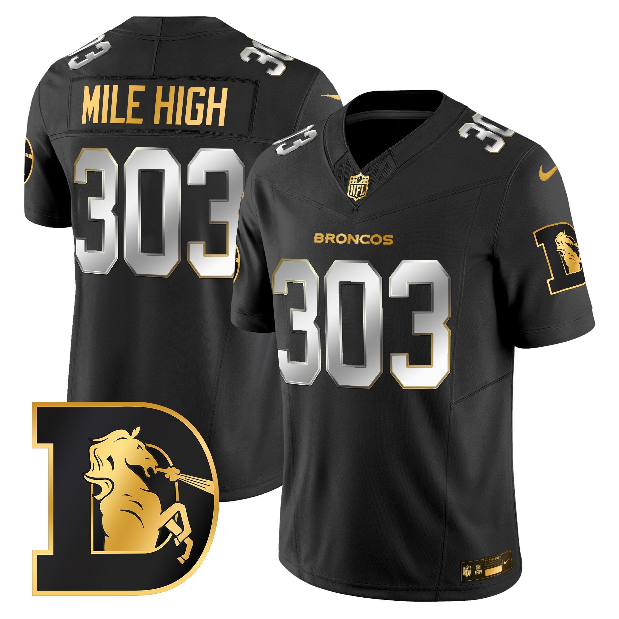 Men's Denver Broncos Throwback Gold Vapor Limited Jersey - All Stitched
