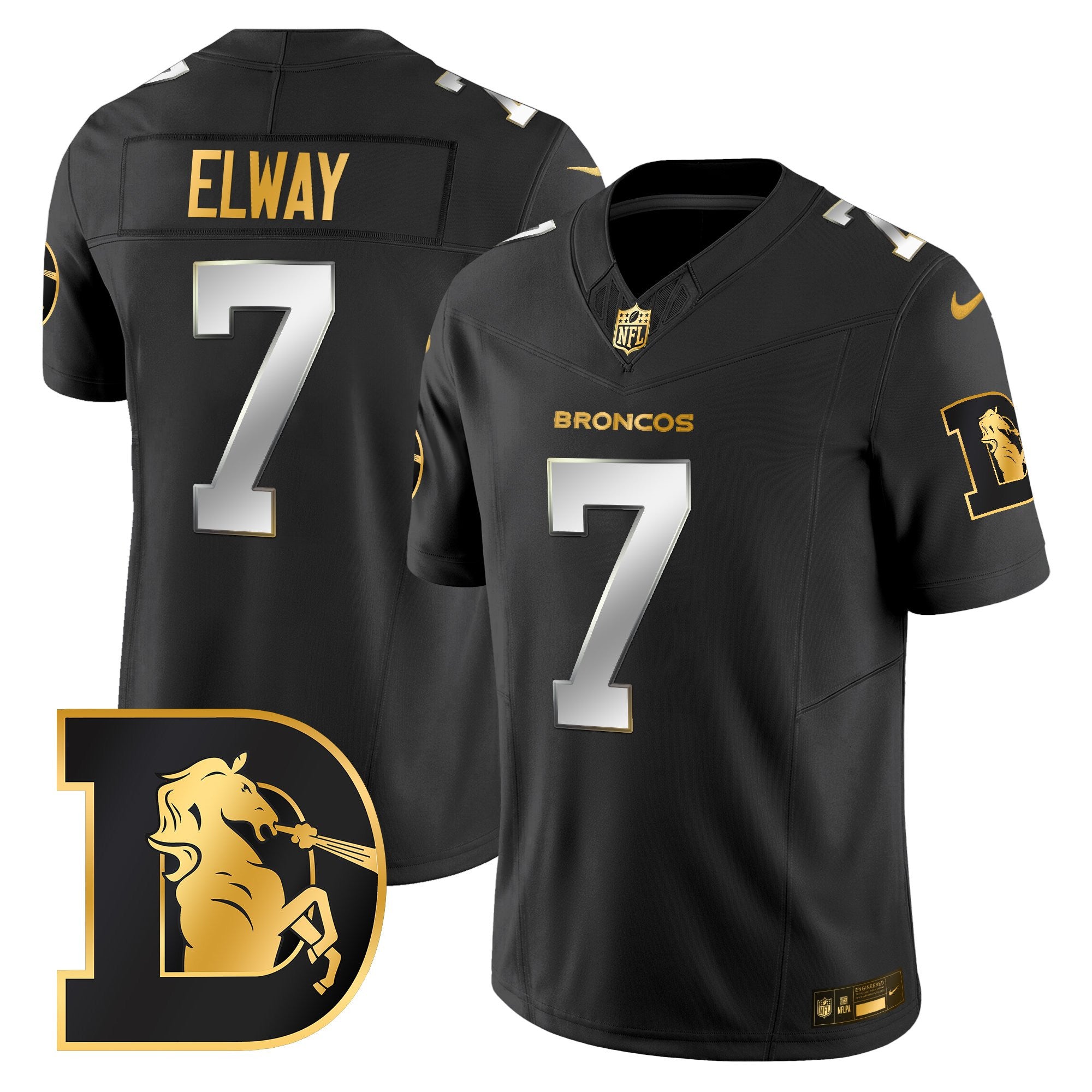 Men's Denver Broncos Throwback Gold Vapor Limited Jersey - All Stitched