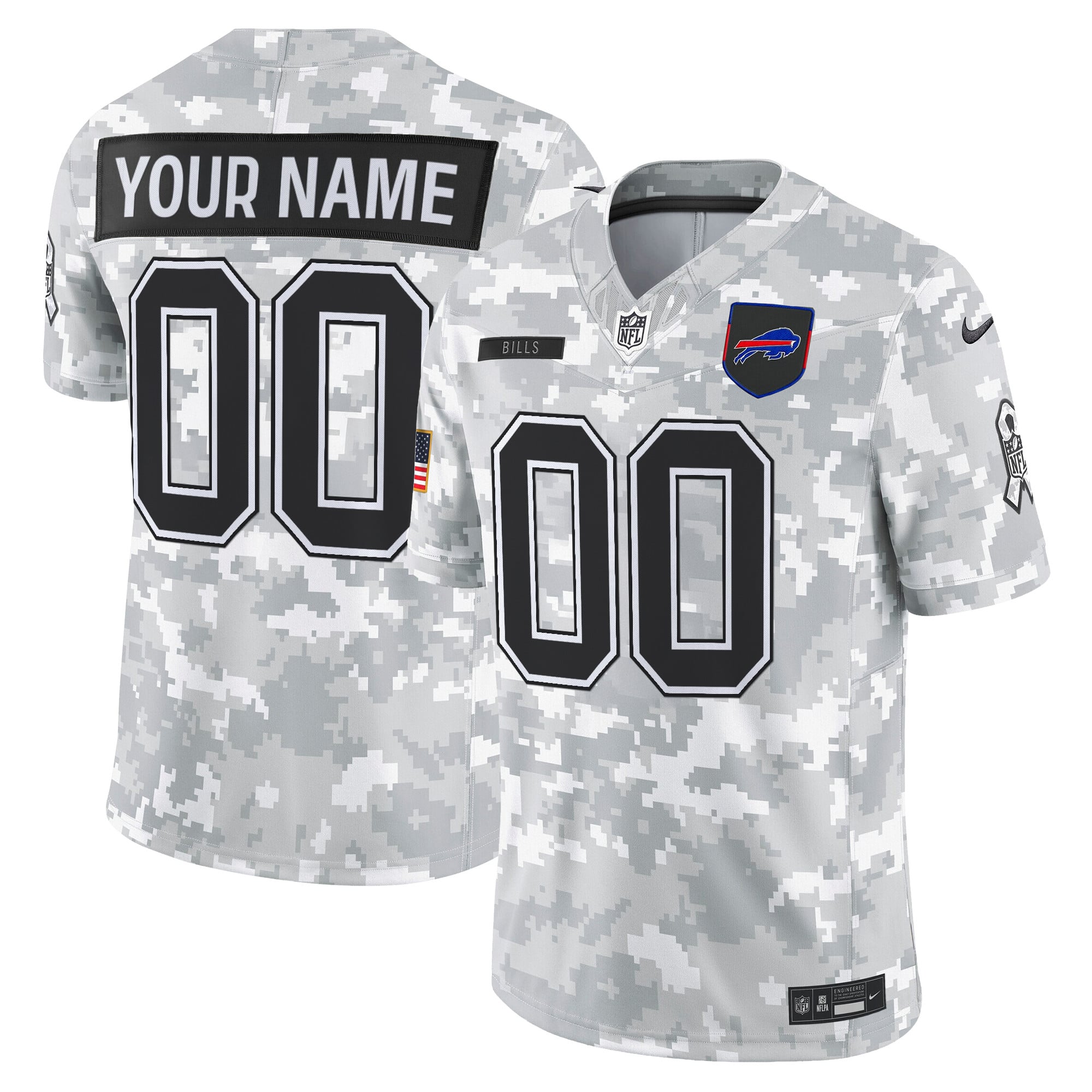 Buffalo Bills 2025 Salute to Service Vapor Limited Custom Jersey - All Stitched