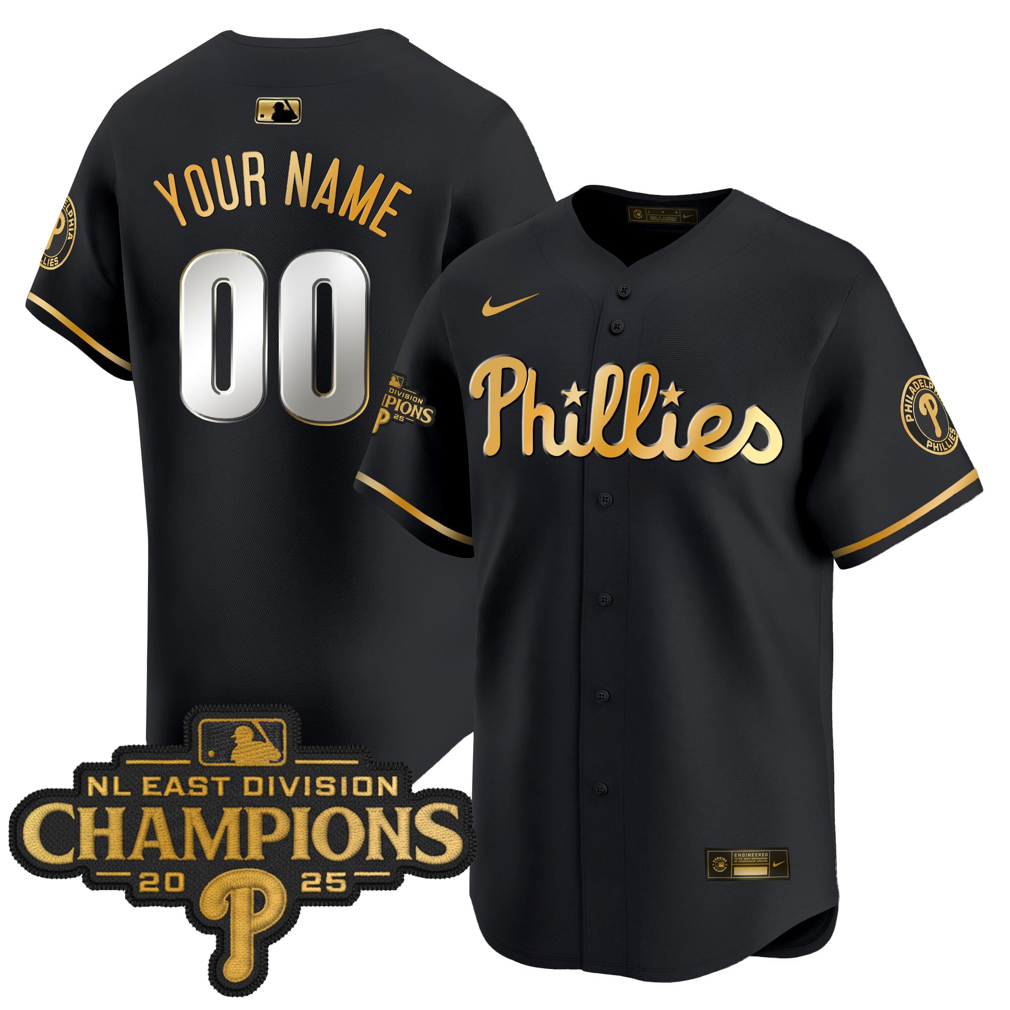 Philadelphia Phillies 2025 NL East Division Champions Patch Vapor Premier Limited Custom Jersey - All Stitched