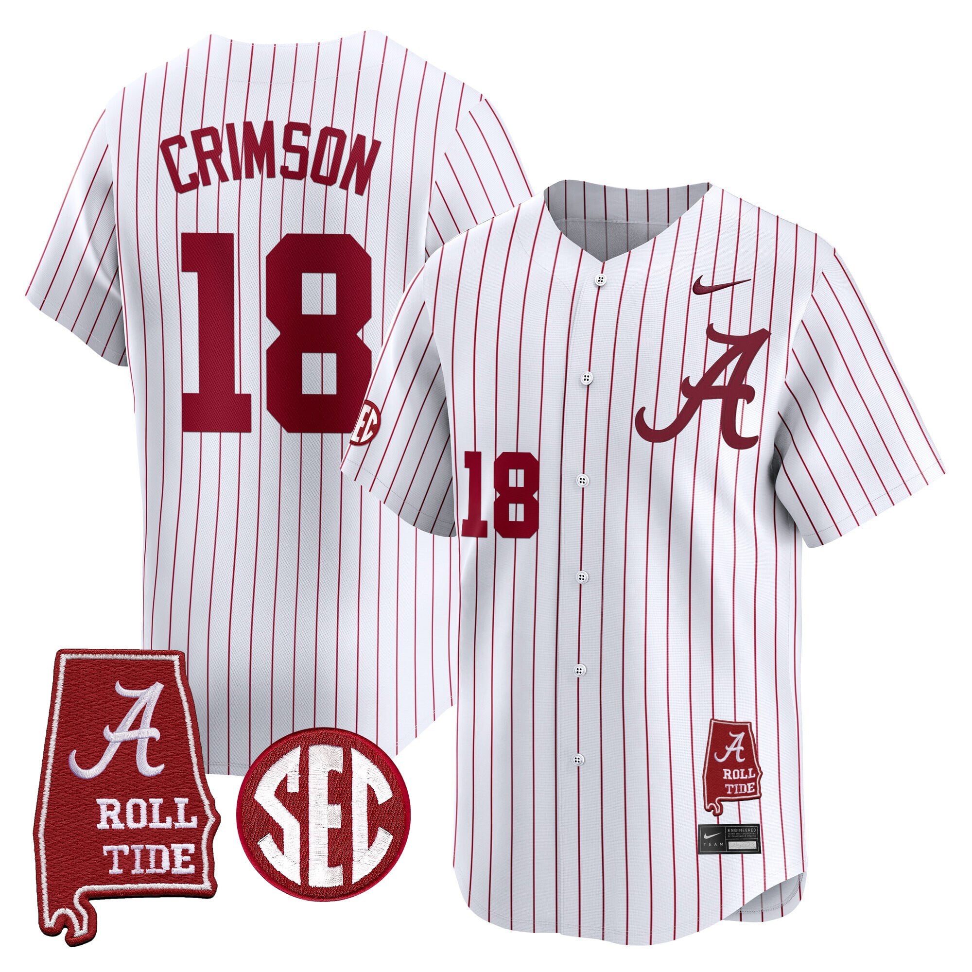 Men's Alabama Crimson Tide 2025 Vapor Baseball Jersey - Alabama Map - All Stitched