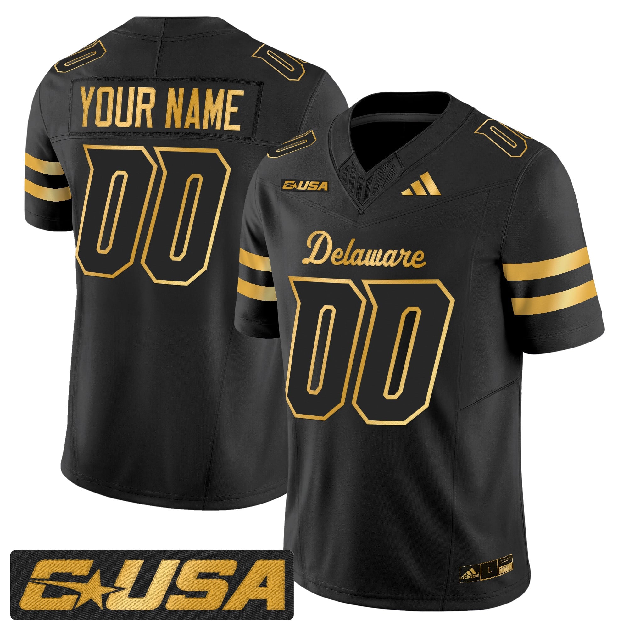 Delaware Blue Hens 2025 Gold Vapor Limited Custom Jersey - All Stitched