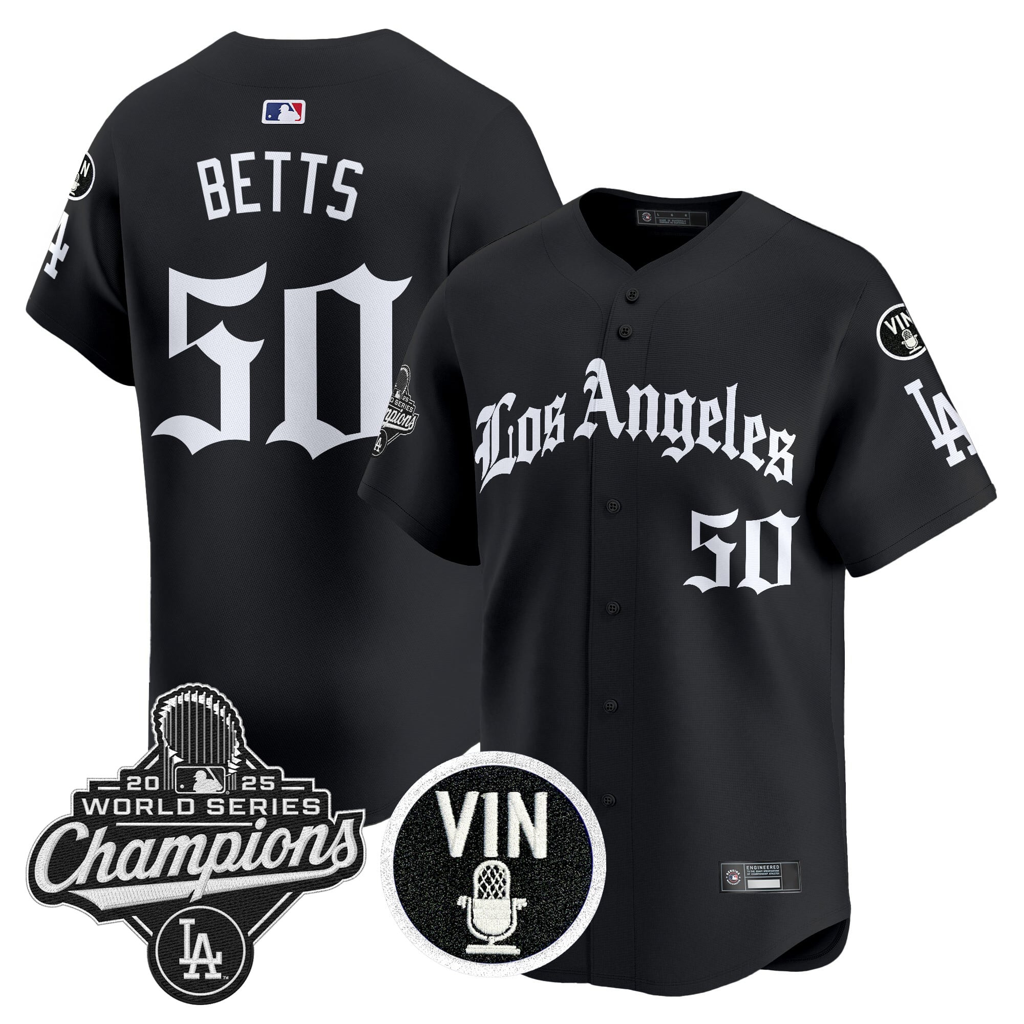 Men's Dodgers 2025 World Series Champions Vapor Premier Limited Jersey - LA Gothic Edition - All Stitched