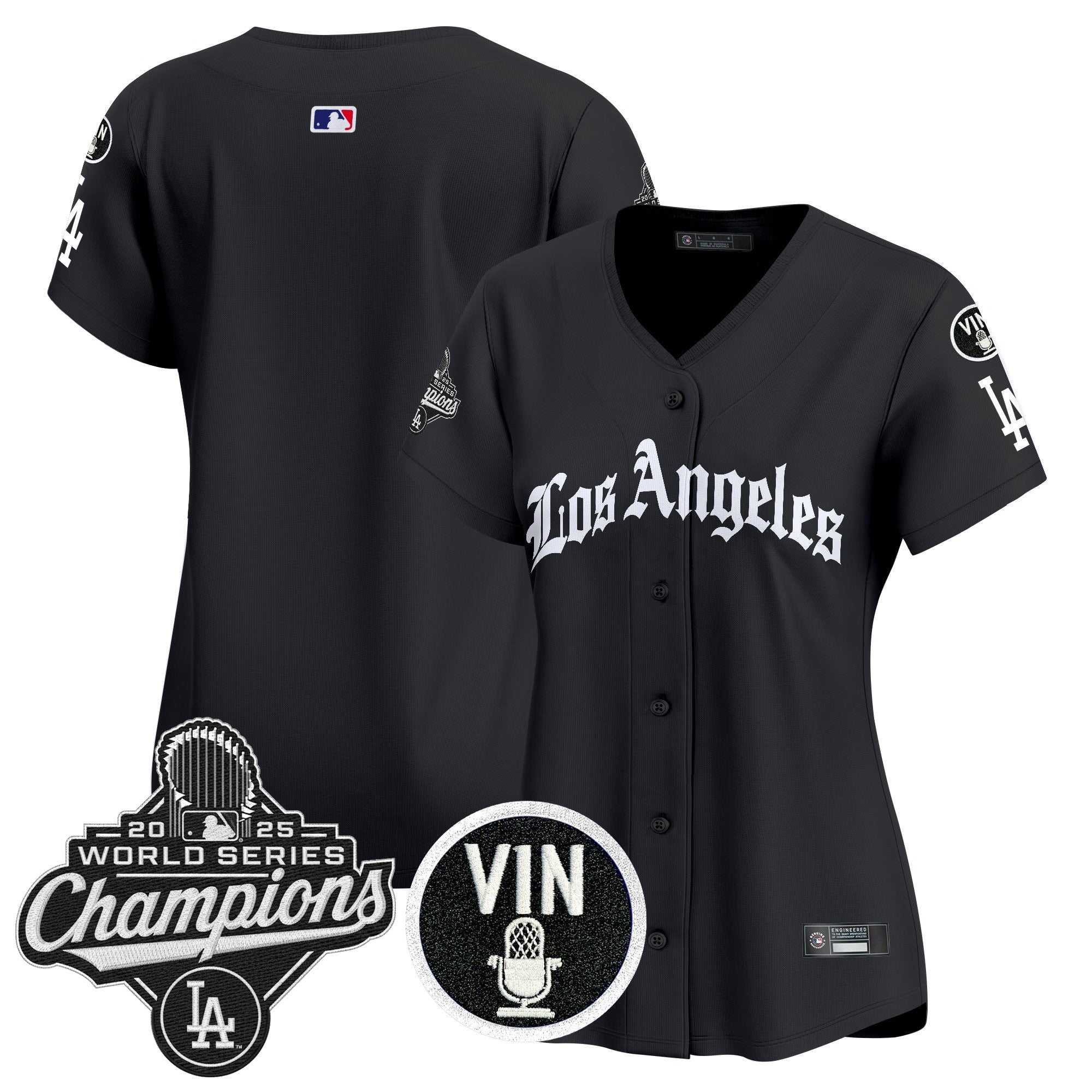 Women's Dodgers 2025 World Series Champions Vapor Premier Limited Jersey - LA Gothic Edition - All Stitched