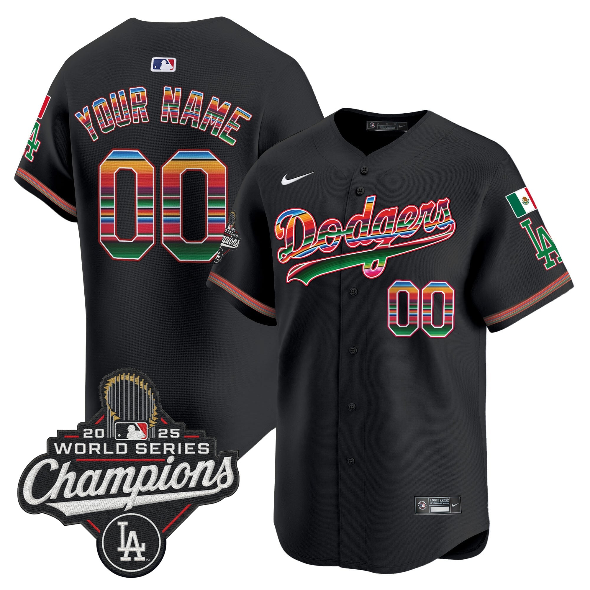 Dodgers Mexico 2025 World Series Champions Vapor Premier Limited Custom Jersey - All Stitched