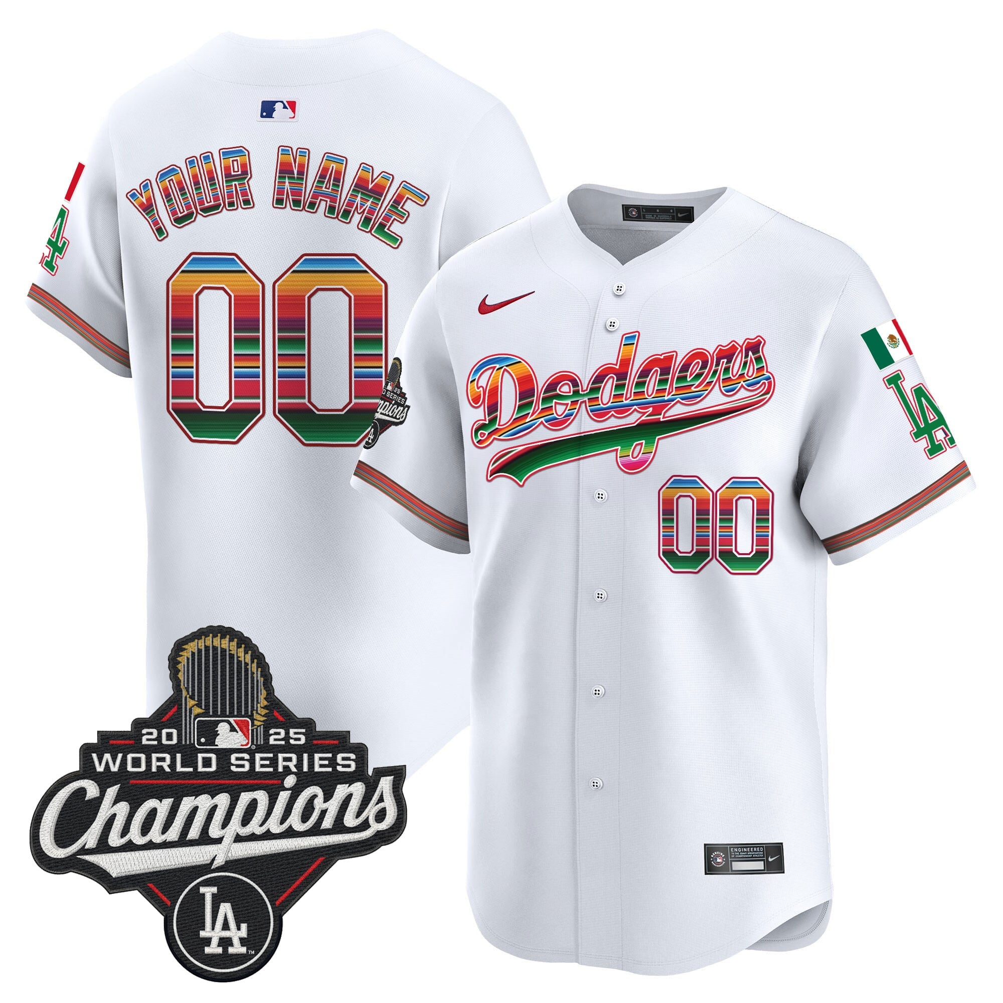 Dodgers Mexico 2025 World Series Champions Vapor Premier Limited Custom Jersey - All Stitched