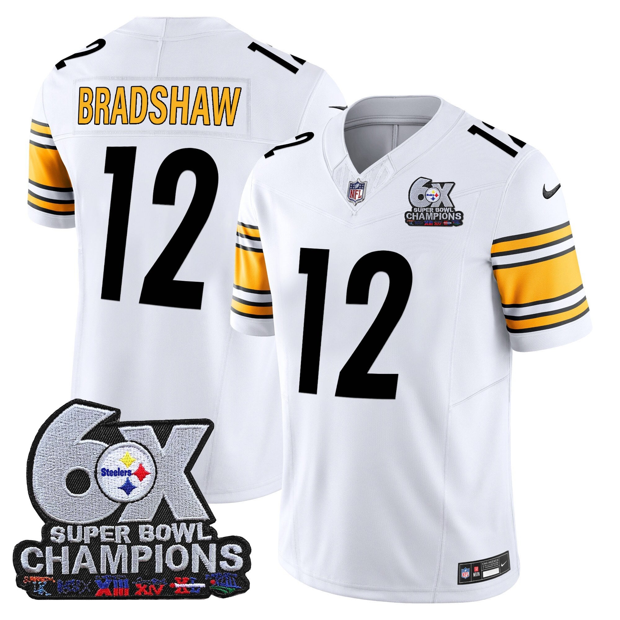 Men's Pittsburgh Steelers 6-Time Champions Patch Vapor Limited Jersey - All Stitched