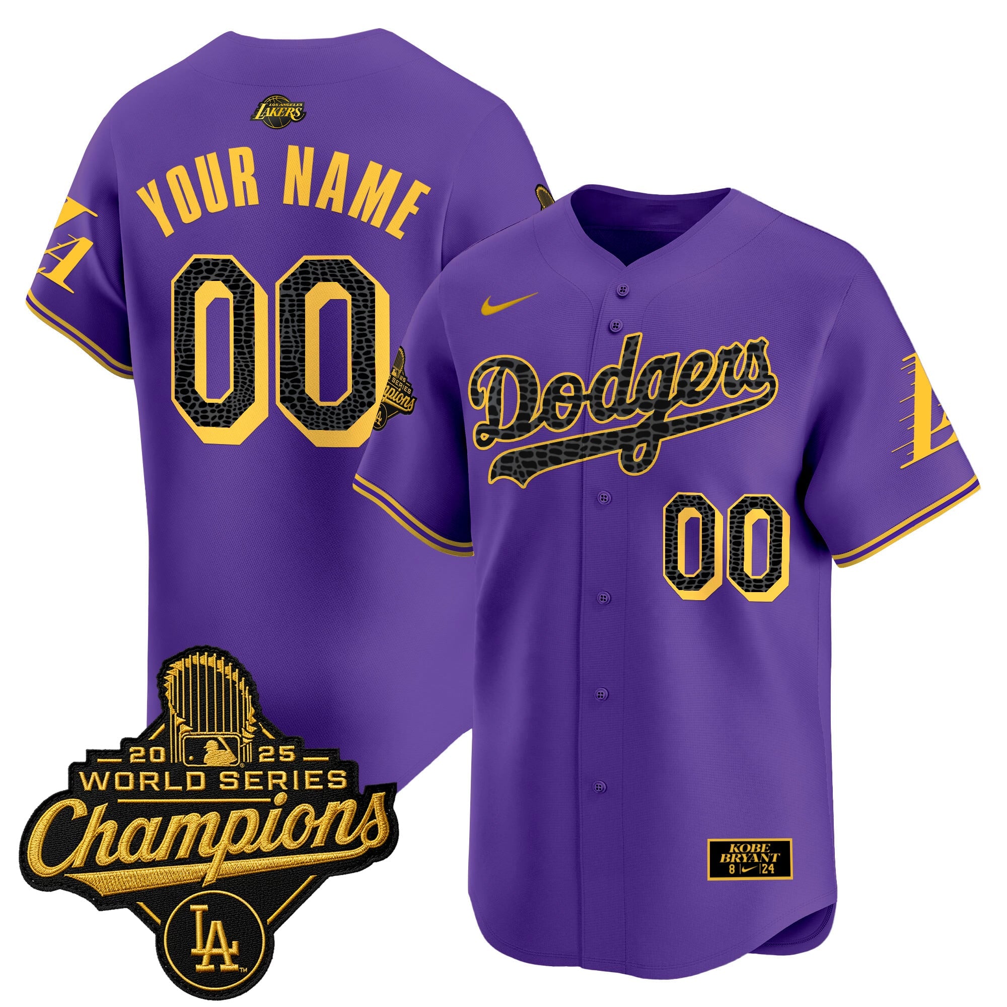 Dodgers 2025 World Series Champions Mamba Vapor Premier Limited Custom Jersey - All Stitched