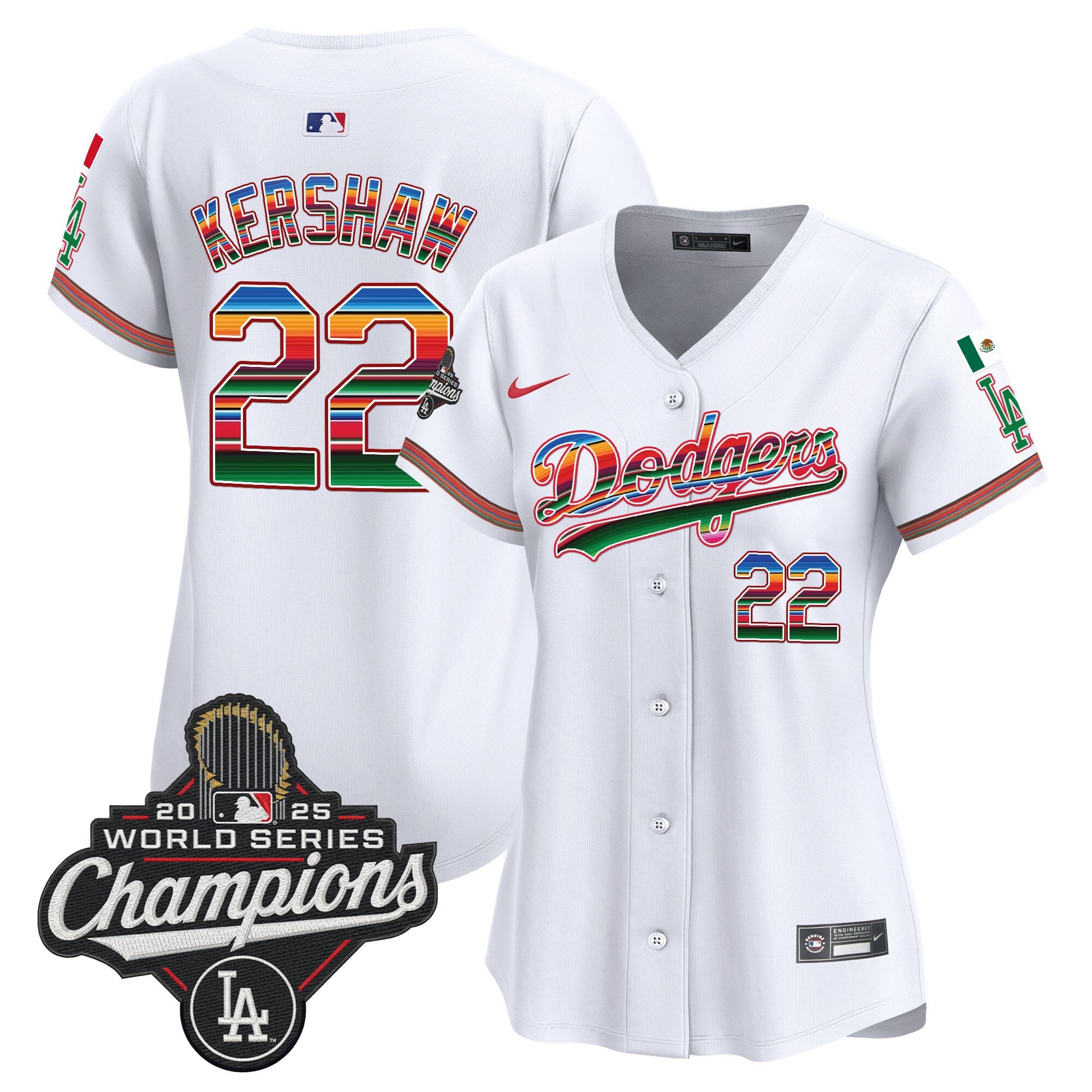 Women's Dodgers Mexico 2025 World Series Champions Vapor Premier Limited Jersey - All Stitched