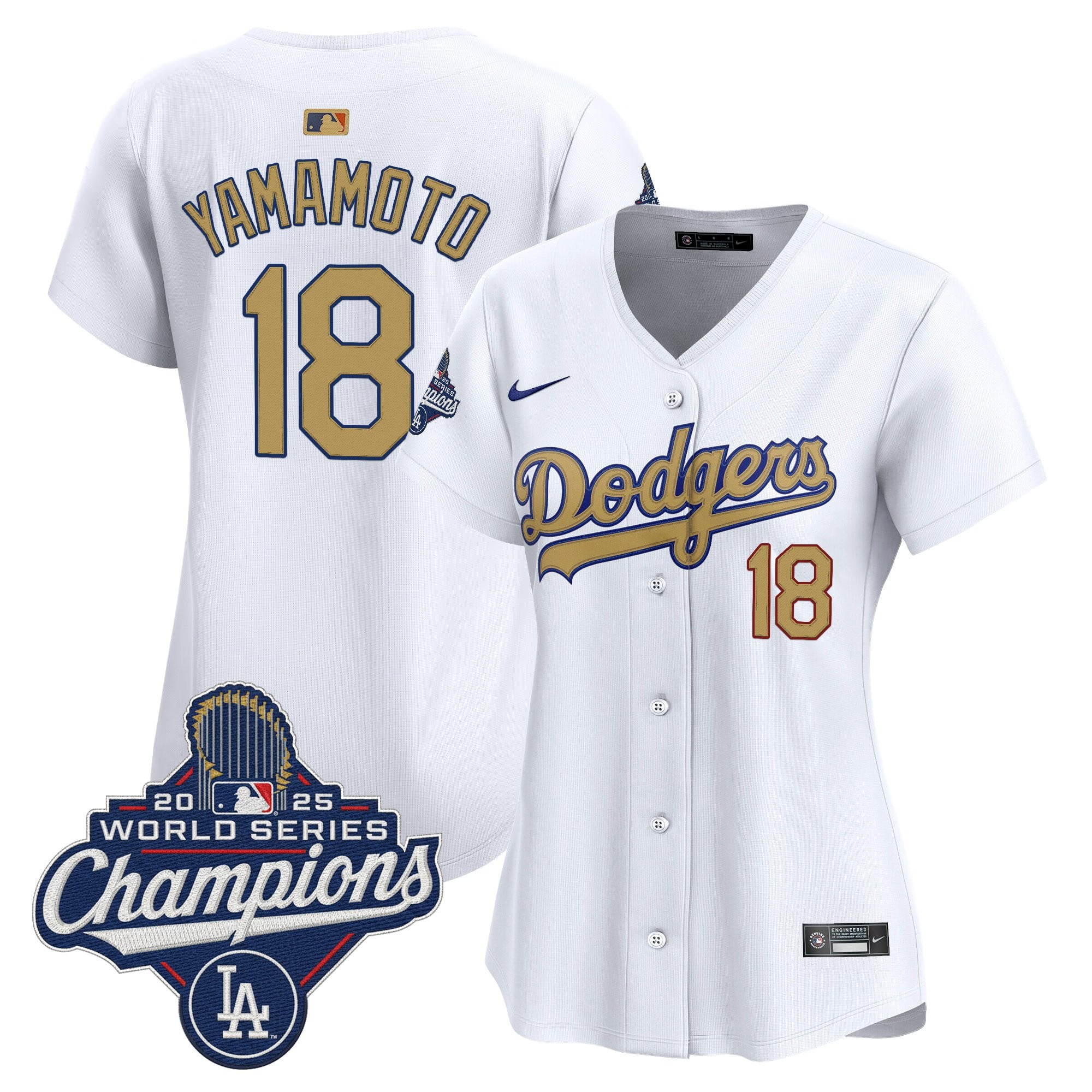 Dodgers 2025 World Series Champions Gold Vapor Premier Limited Jersey - All Stitched