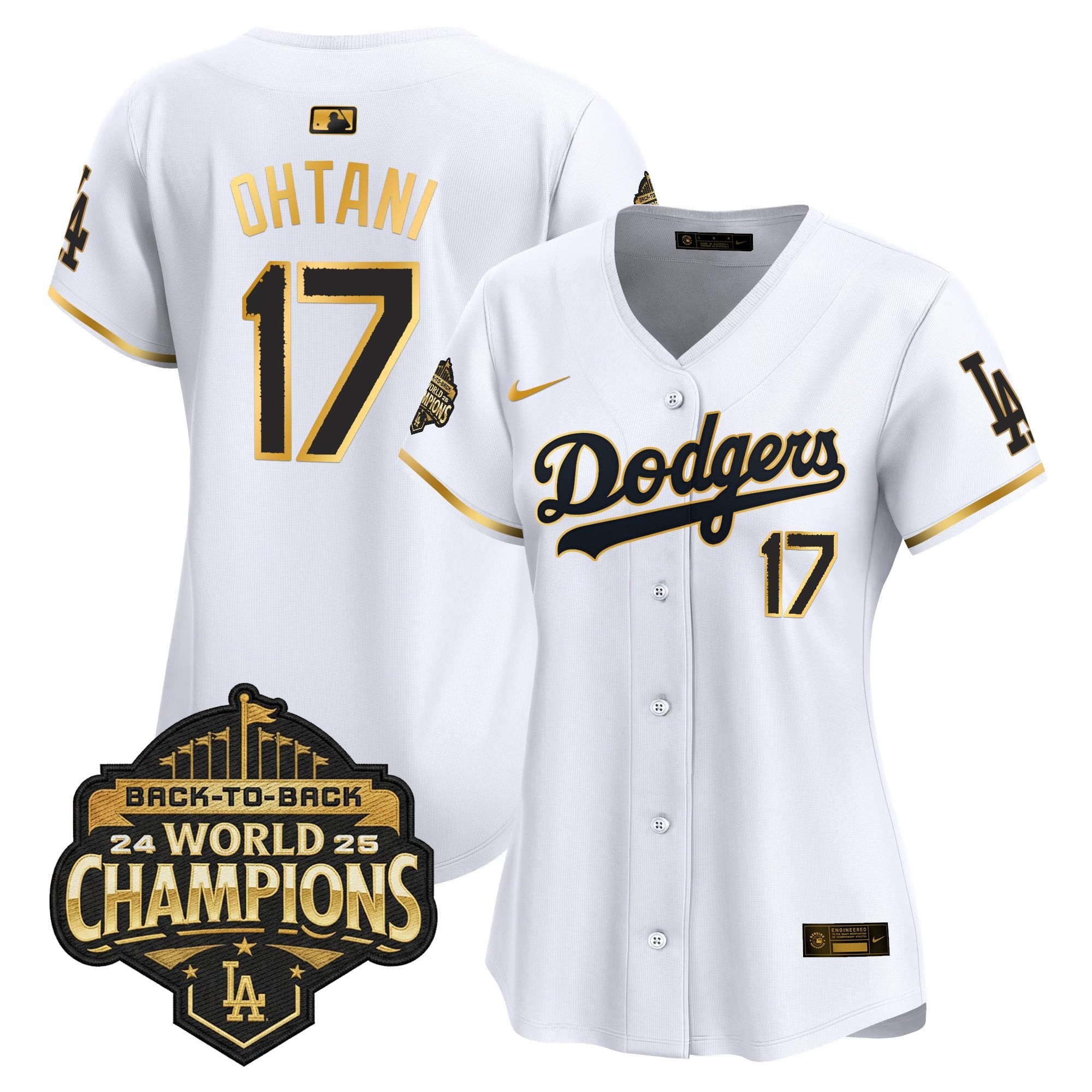 Women's Dodgers 2025 Back-To-Back Champions Vapor Premier Limited Jersey - All Stitched