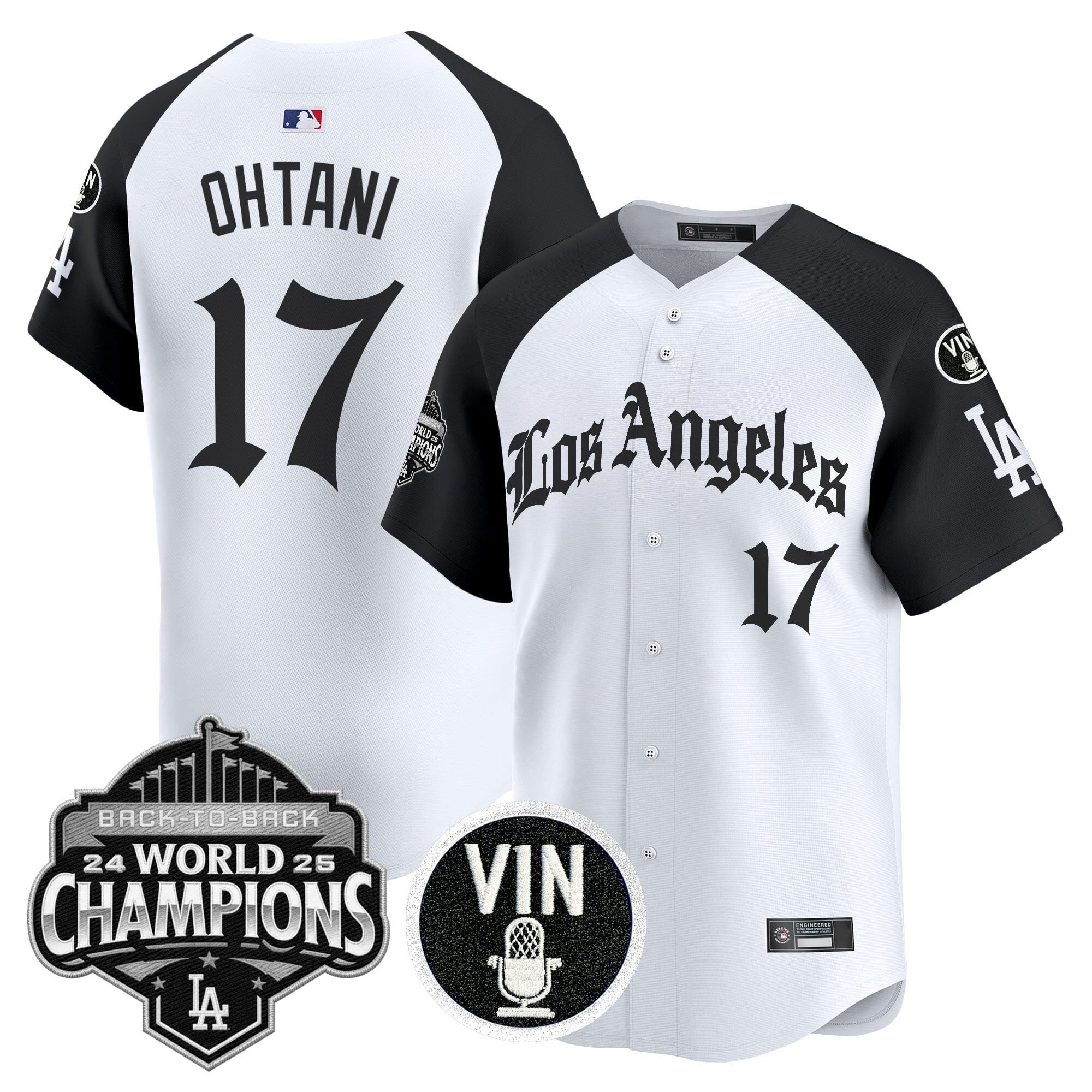 Men's Dodgers 2025 Back-To-Back Champions Vapor Premier Limited Jersey - LA Gothic Edition - All Stitched