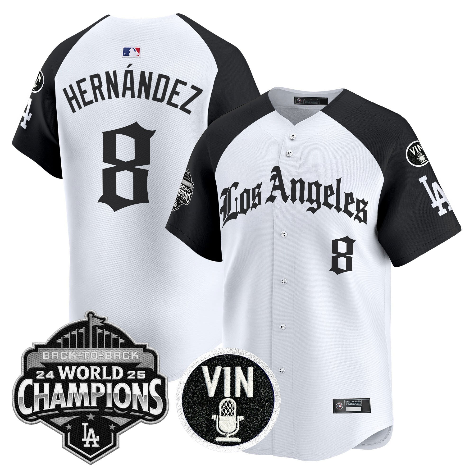 Men's Dodgers 2025 Back-To-Back Champions Vapor Premier Limited Jersey - LA Gothic Edition - All Stitched