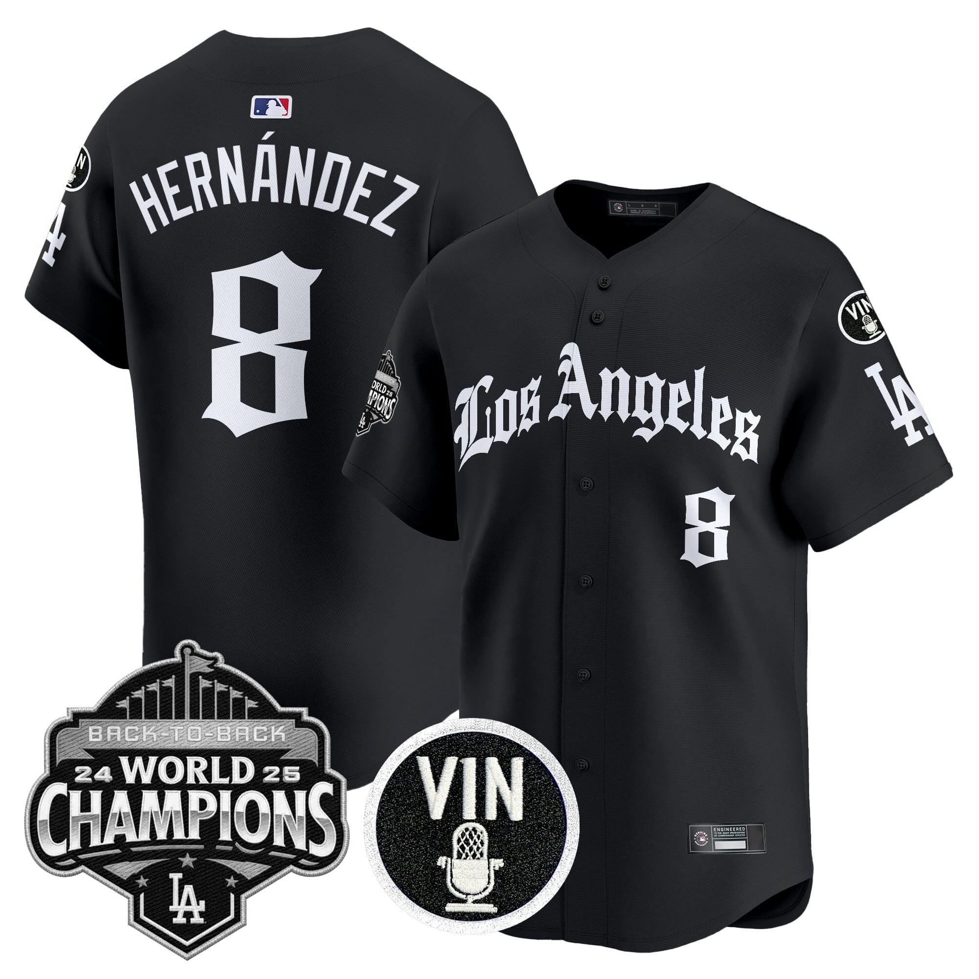 Men's Dodgers 2025 Back-To-Back Champions Vapor Premier Limited Jersey - LA Gothic Edition - All Stitched