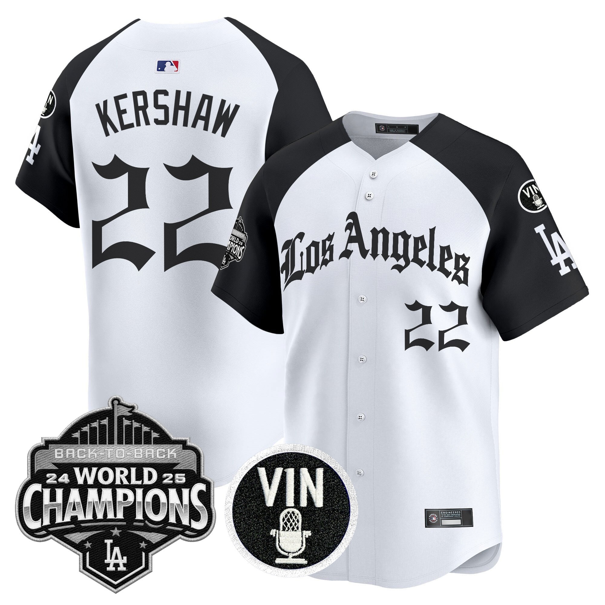 Men's Dodgers 2025 Back-To-Back Champions Vapor Premier Limited Jersey - LA Gothic Edition - All Stitched