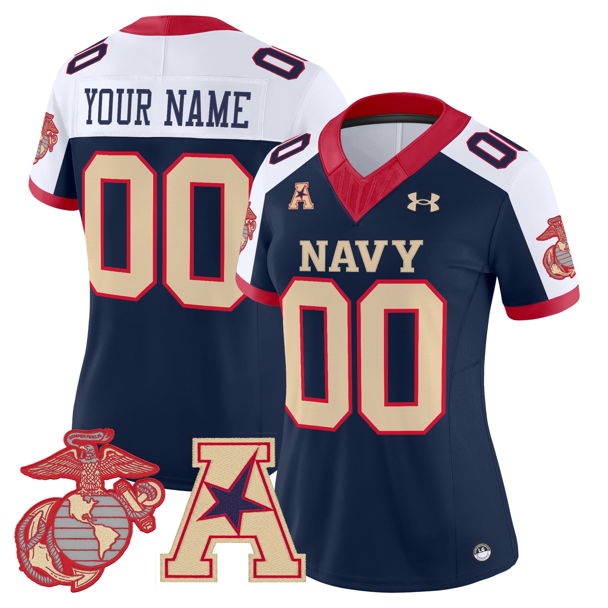 Navy Midshipmen Vapor USMC Premier Custom Jersey - All Stitched