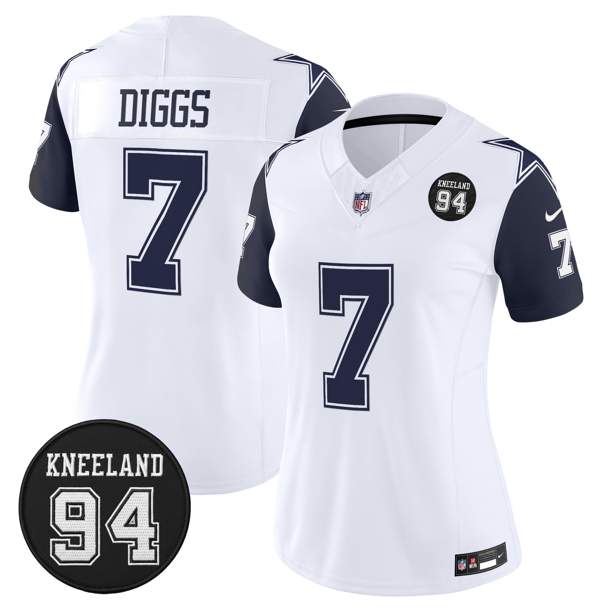 Women's Dallas Cowboys #94 Marshawn Kneeland Memorial Patch Vapor Limited Jersey - All Stitched