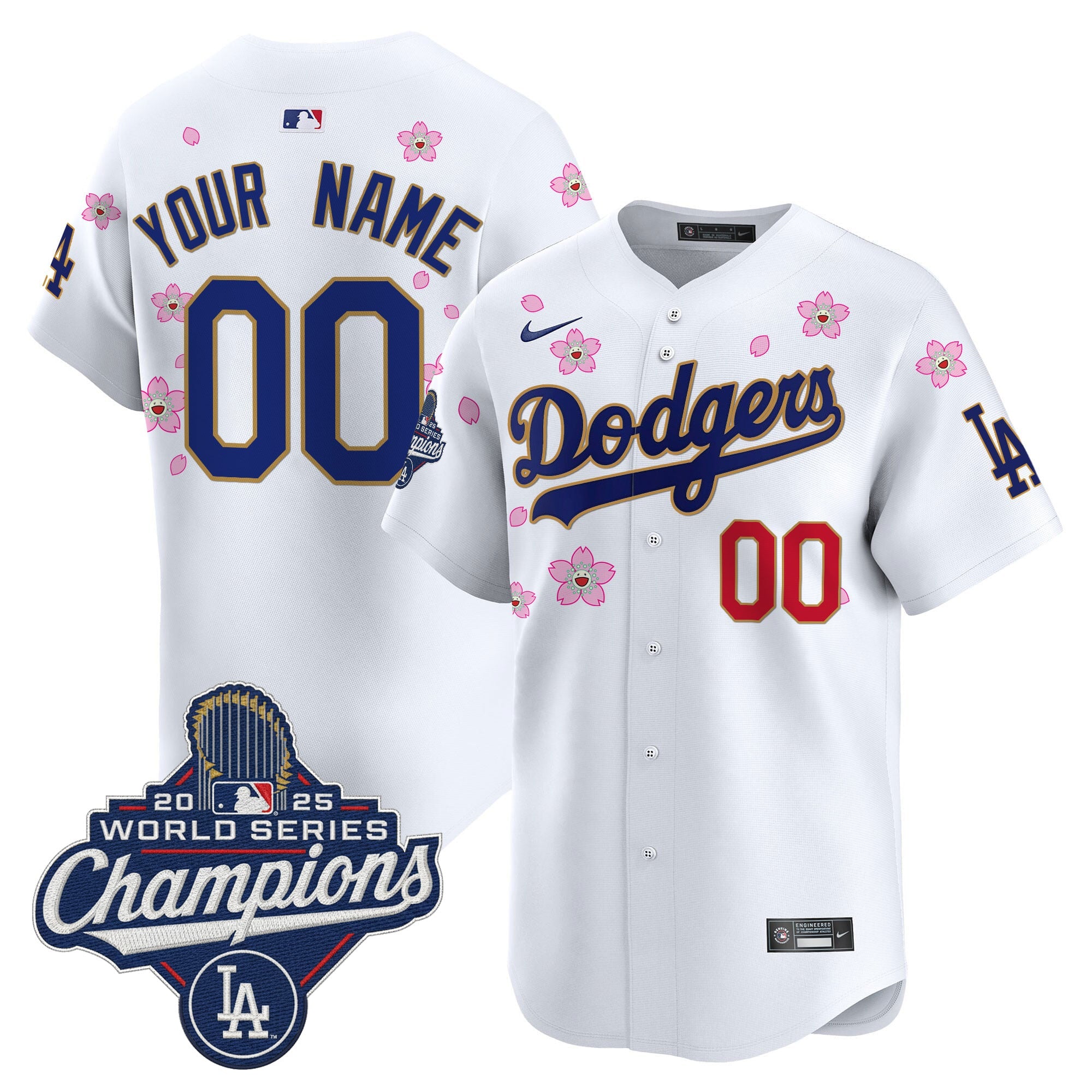 Dodgers 2025 World Series Champions x Tokyo Series Gold Trim Vapor Premier Limited Custom Jersey - Stitched