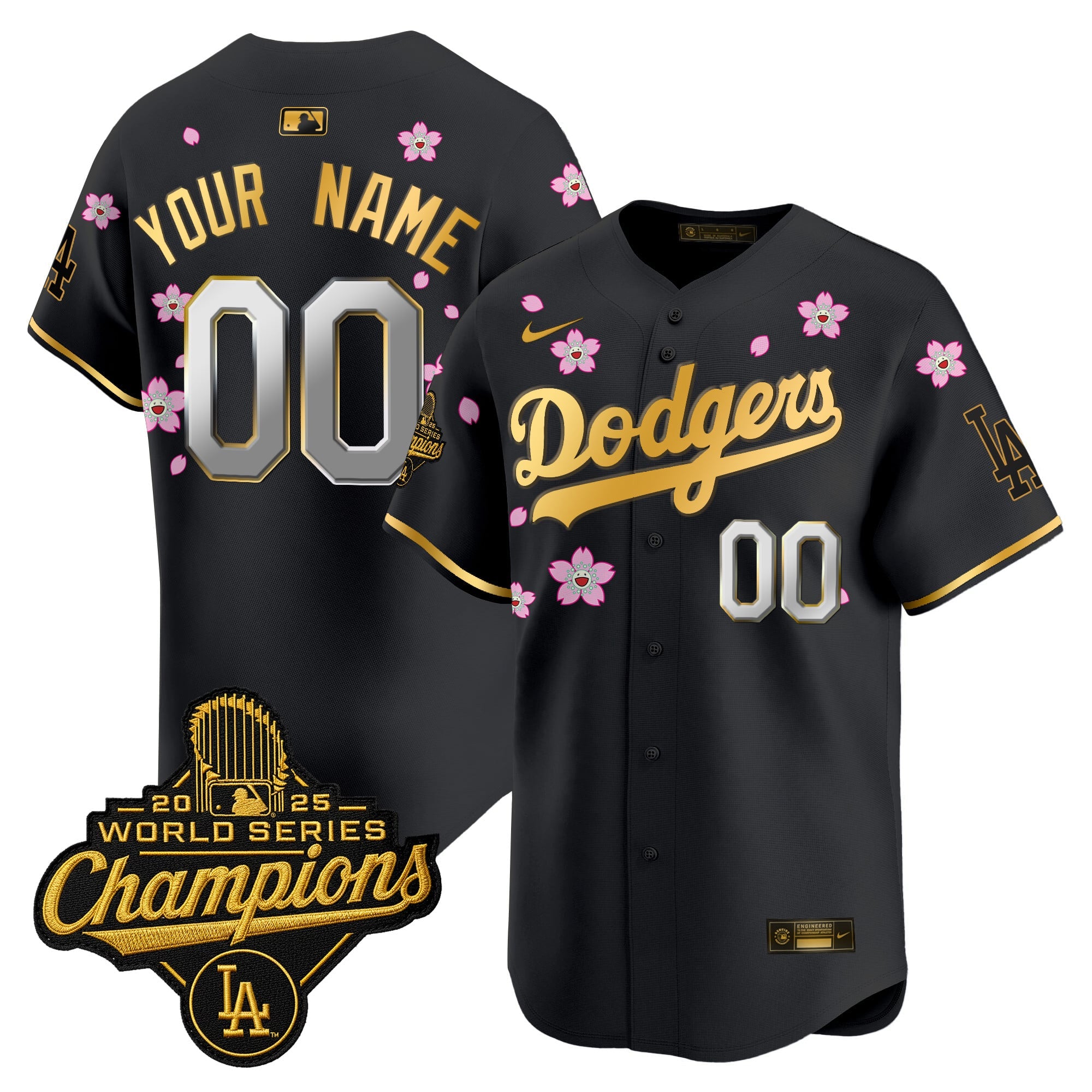 Dodgers 2025 World Series Champions x Tokyo Series Gold Trim Vapor Premier Limited Custom Jersey - Stitched