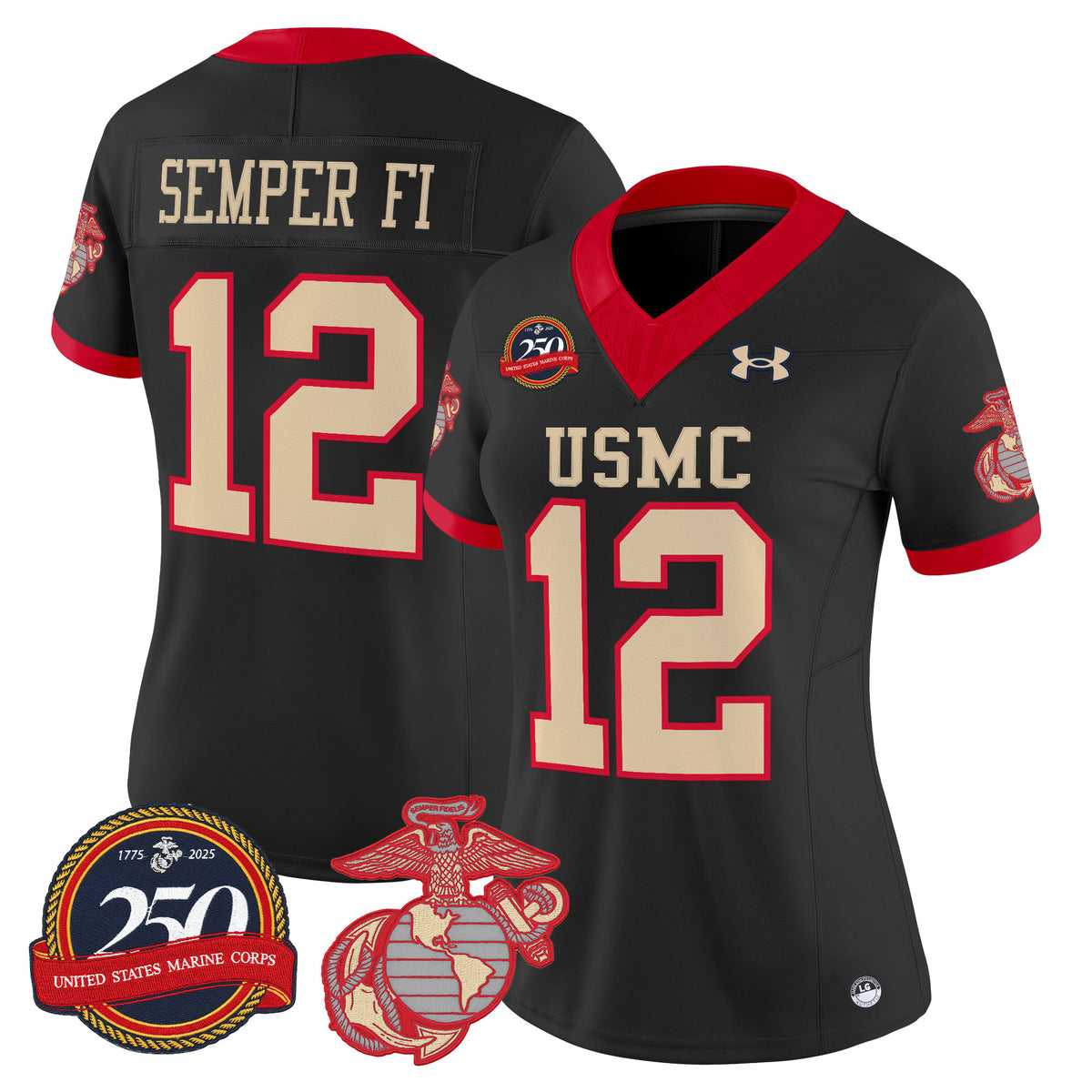 #12 Semper Fi United States Marine Corps Vapor Limited Jersey - 250th Anniversary Patch - All Stitched
