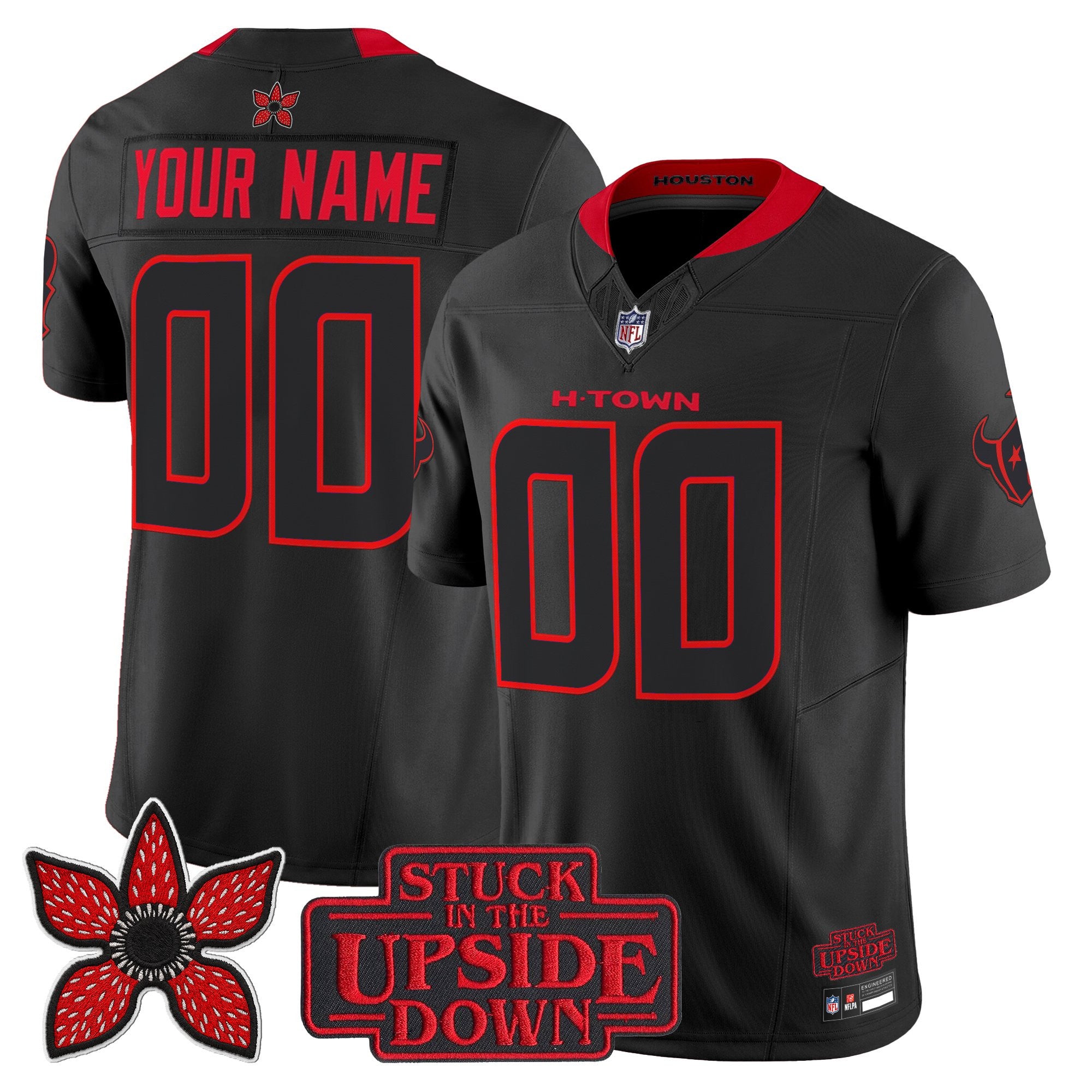 Houston Texans 'Stranger Things Edition' Vapor Limited Custom Jersey V2 - All Stitched