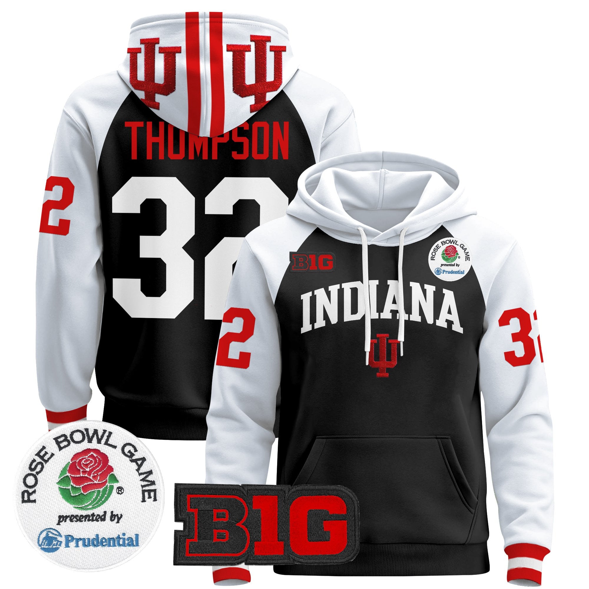 Men's Indiana Hoosiers 2025 Rose Bowl Premium Pullover Hoodie - All Stitched