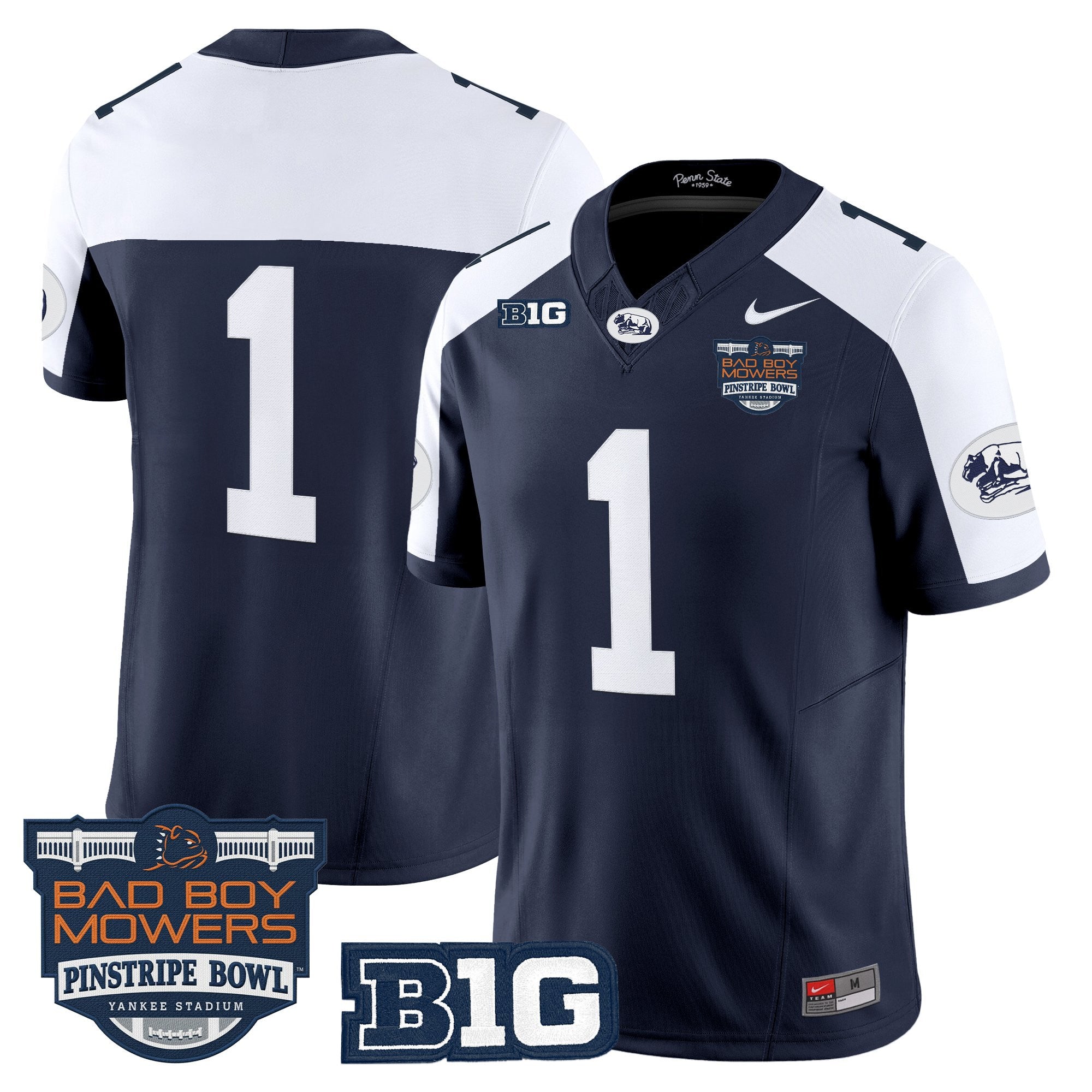 Men's Penn State Nittany Lions Throwback Vapor Limited Jersey - Pinstripe Bowl Patch - All Stitched