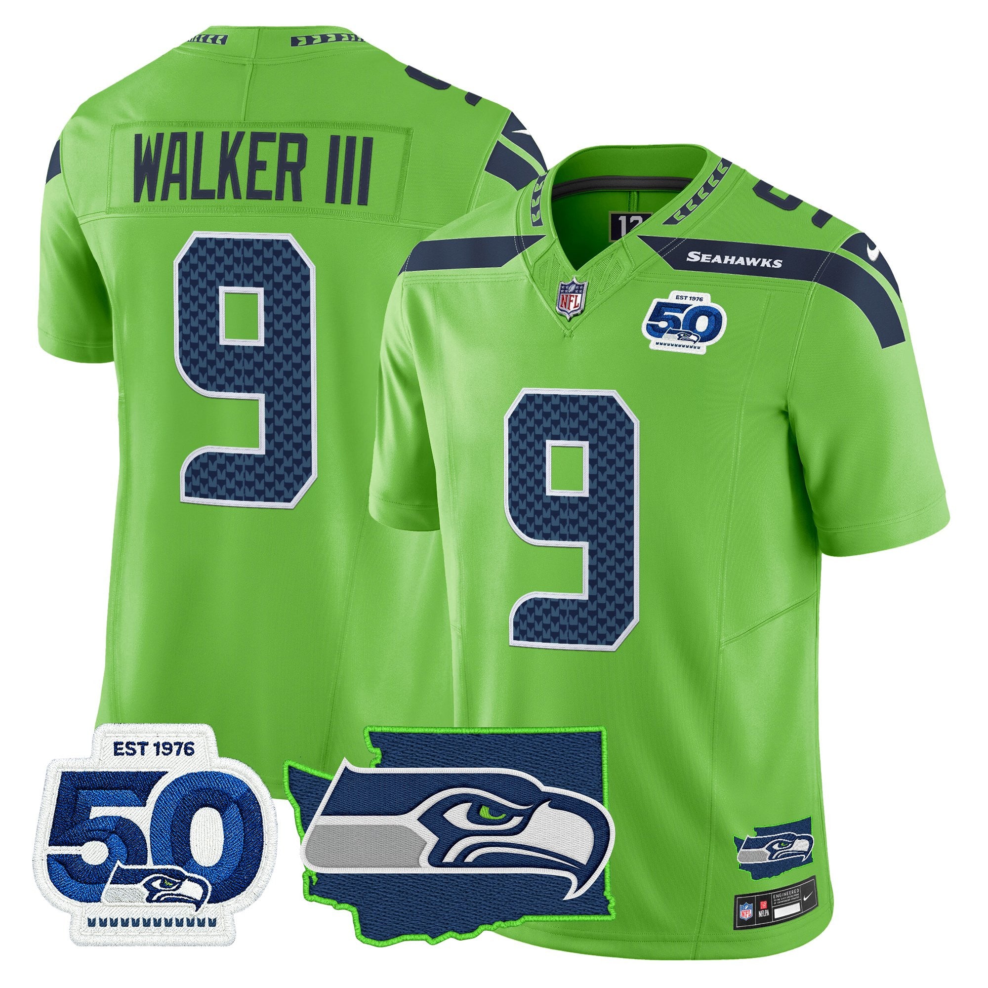 Men's Seattle Seahawks 50th Anniversary Patch Vapor Limited Jersey - All Stitched
