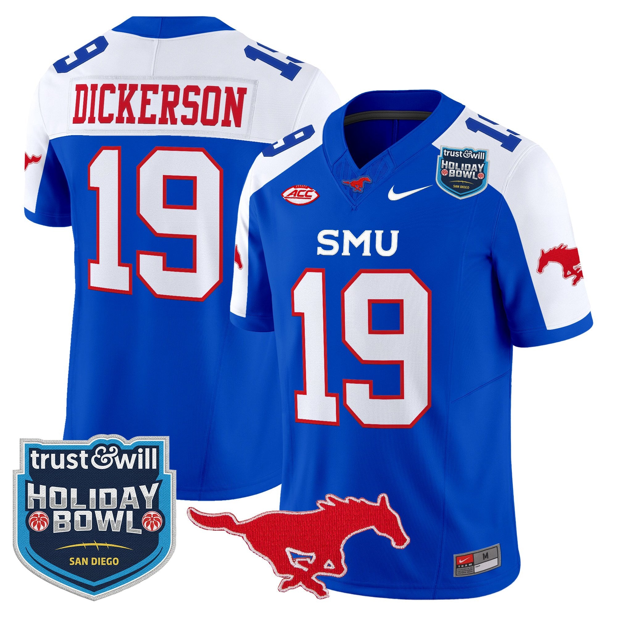 Men's SMU Mustangs 2026 Holiday Bowl Vapor Limited Jersey - All Stitched