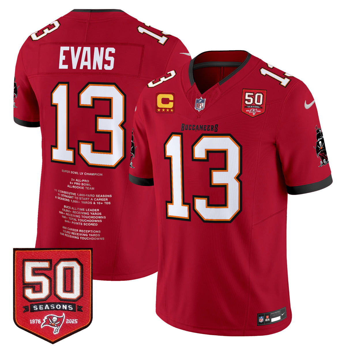 #13 Mike Evans Tampa Bay Buccaneers "Franchise Legend" Vapor Limited Jersey - Stitched