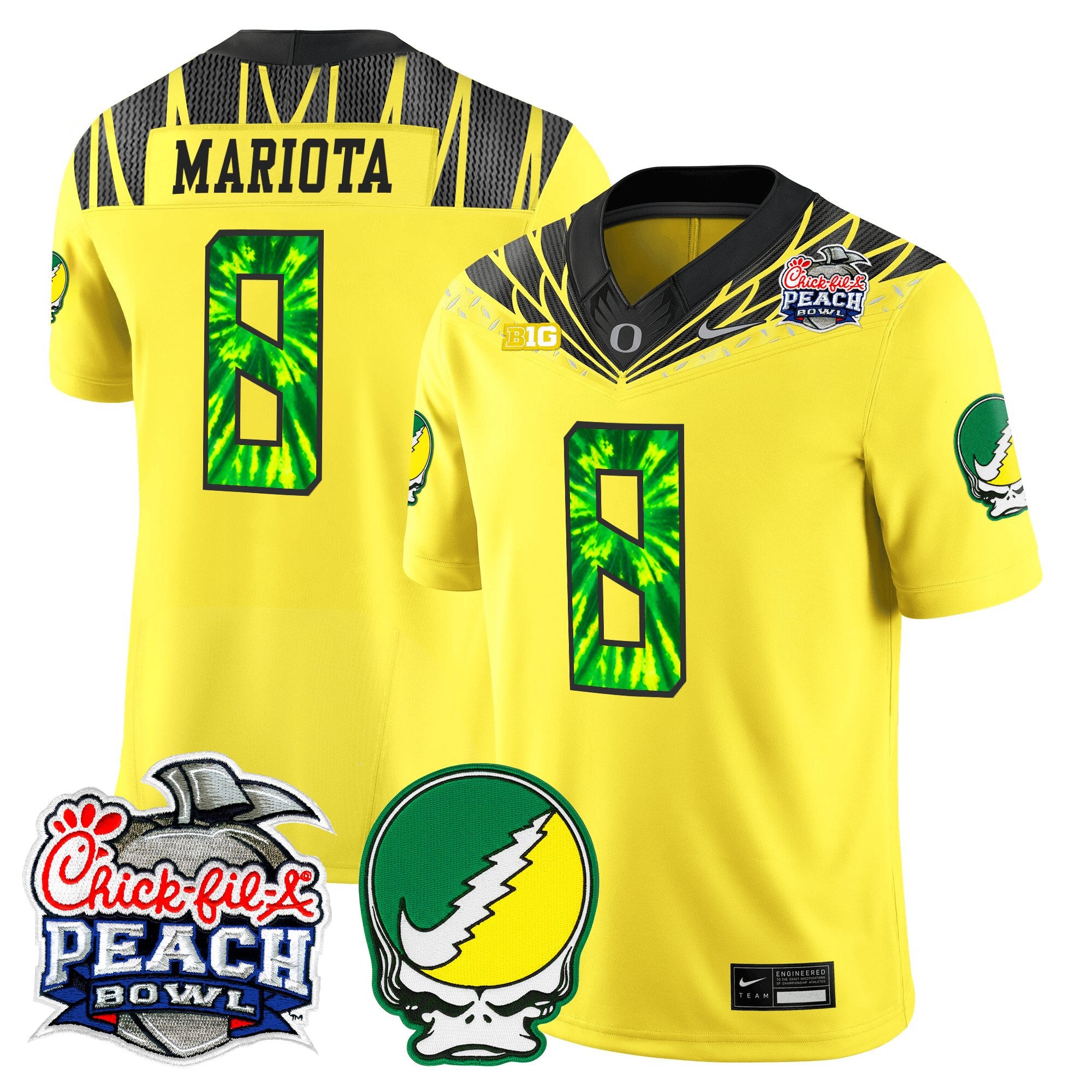 Men's Oregon Ducks "Grateful Ducks" Vapor Limited Jersey - 2026 Peach Bowl Patch - All Stitched