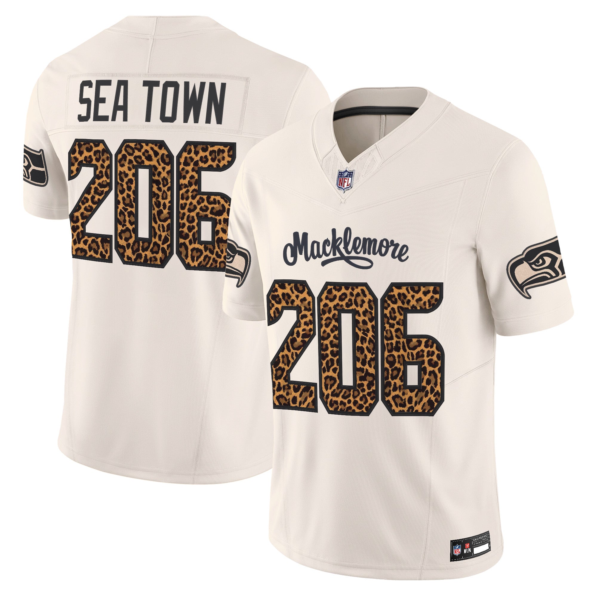 Men's Seattle Seahawks x Macklemore Vapor Limited Jersey - Leopard Print -Stitched