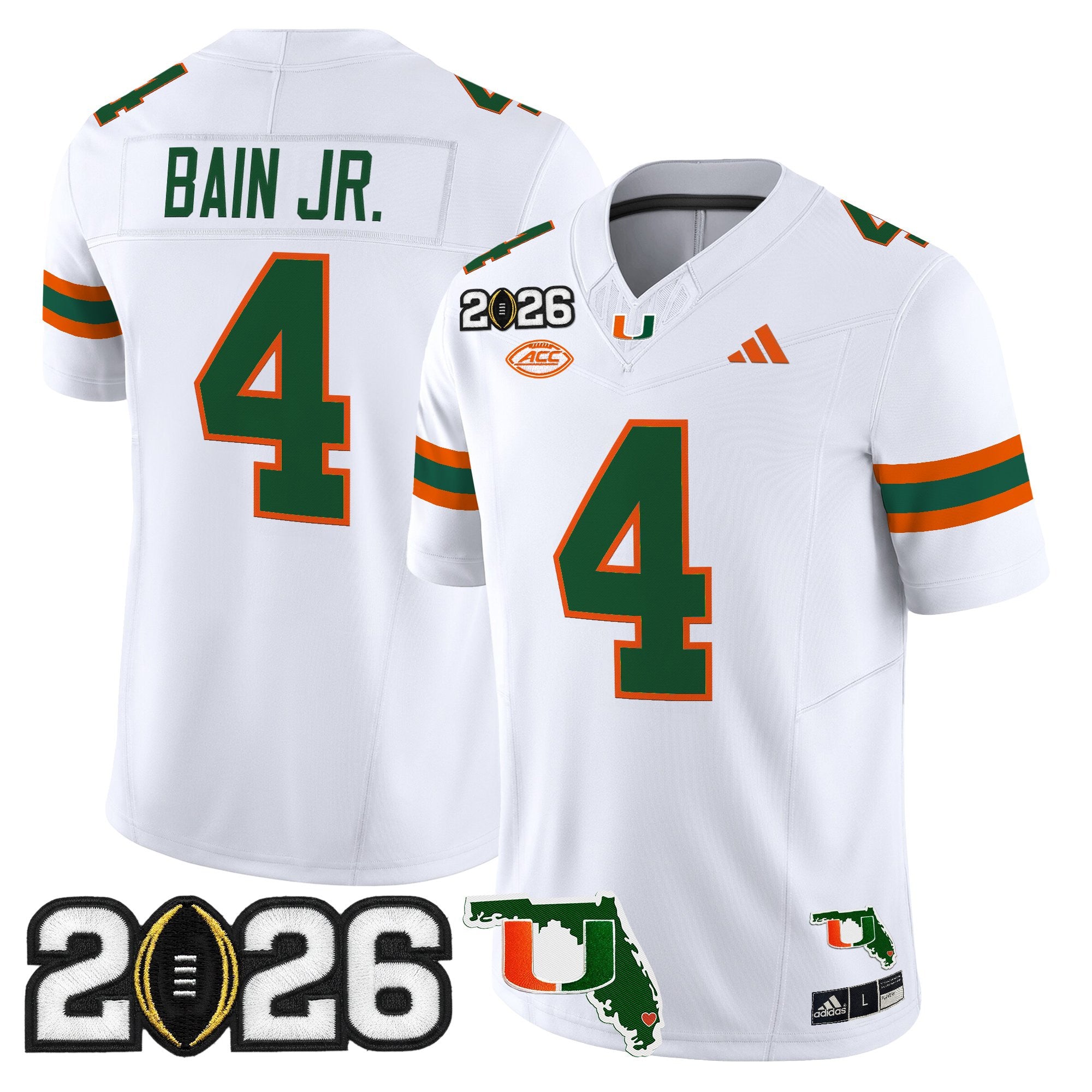Men's Miami Hurricanes 2026 CFP Final & Florida Patch Vapor Limited Jersey - All Stitched