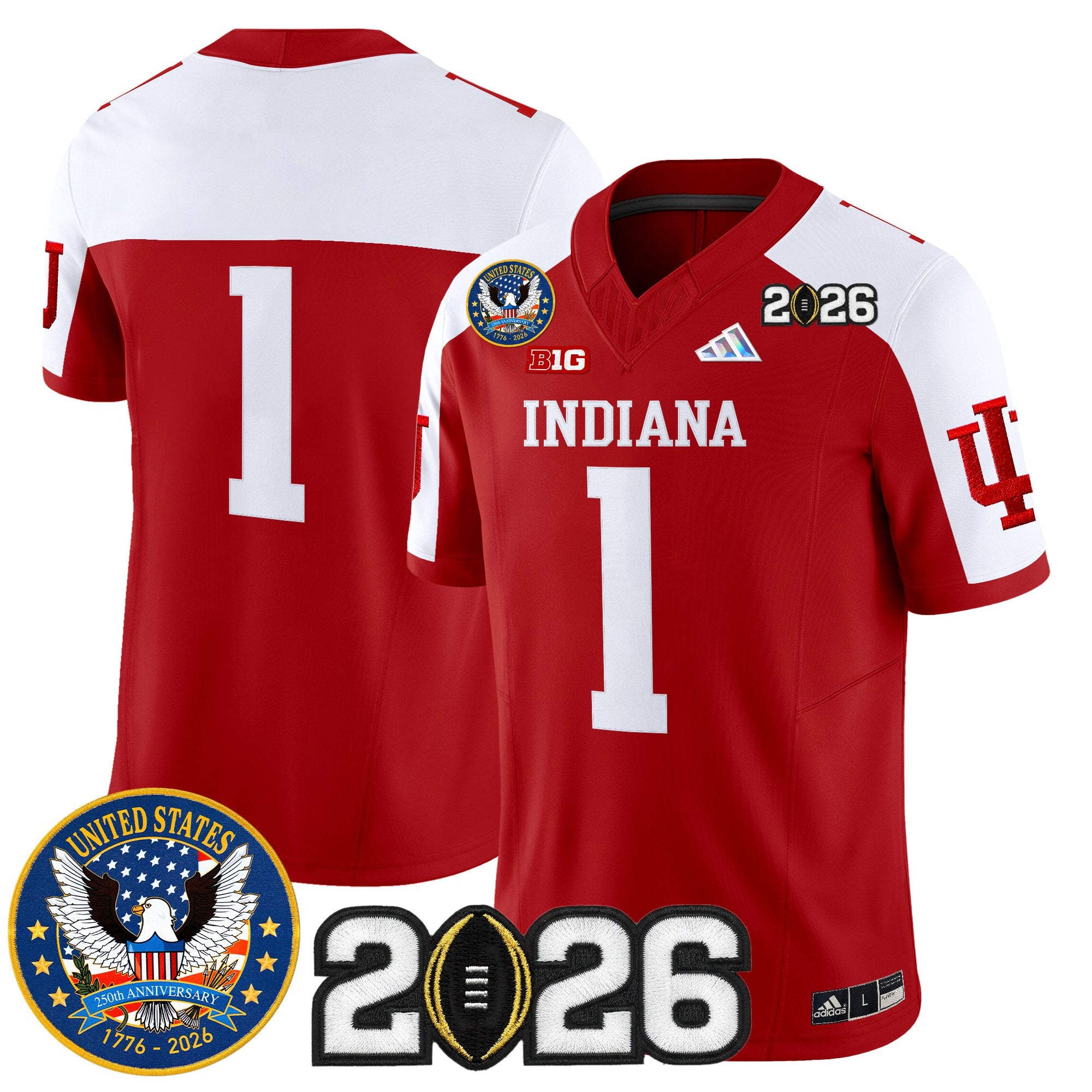 Men's Indiana Hoosiers "United States 250th Anniversary Patch" Vapor Limited Jersey V2 - All Stitched