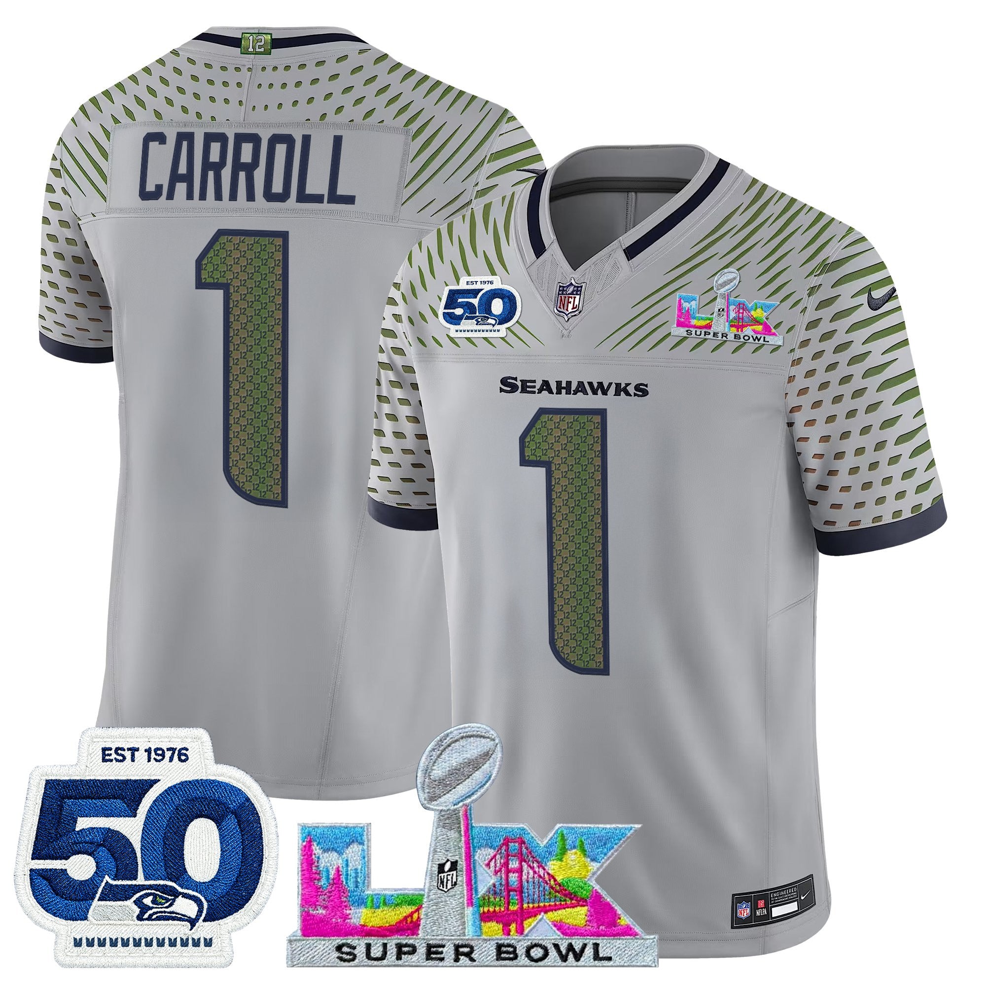 Men's Seattle Seahawks "Super Bowl LX & 50th Patch" Vapor Limited Jersey - All Stitched