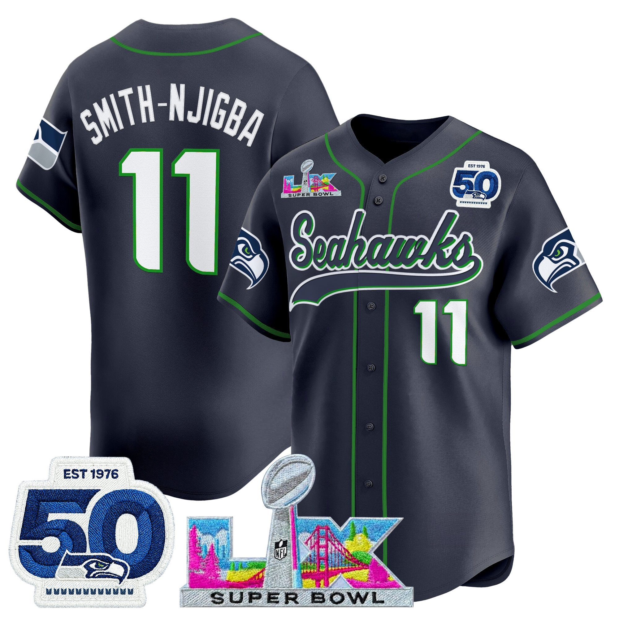 Men's Seattle Seahawks Super Bowl LX Vapor Baseball Jersey - All Stitched