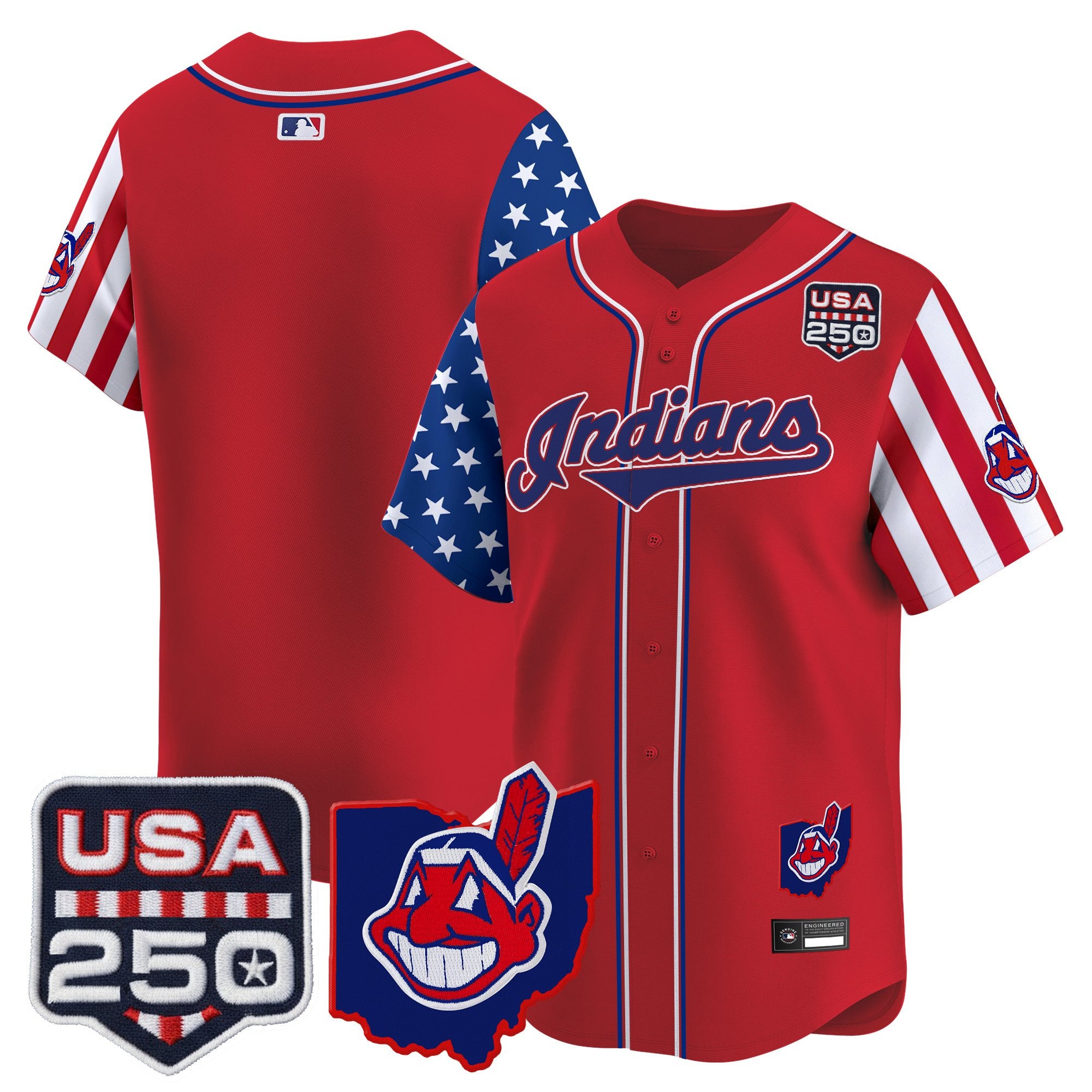 Men's Cleveland Indians "America250 Edition" Vapor Premier Limited Jersey - All Stitched