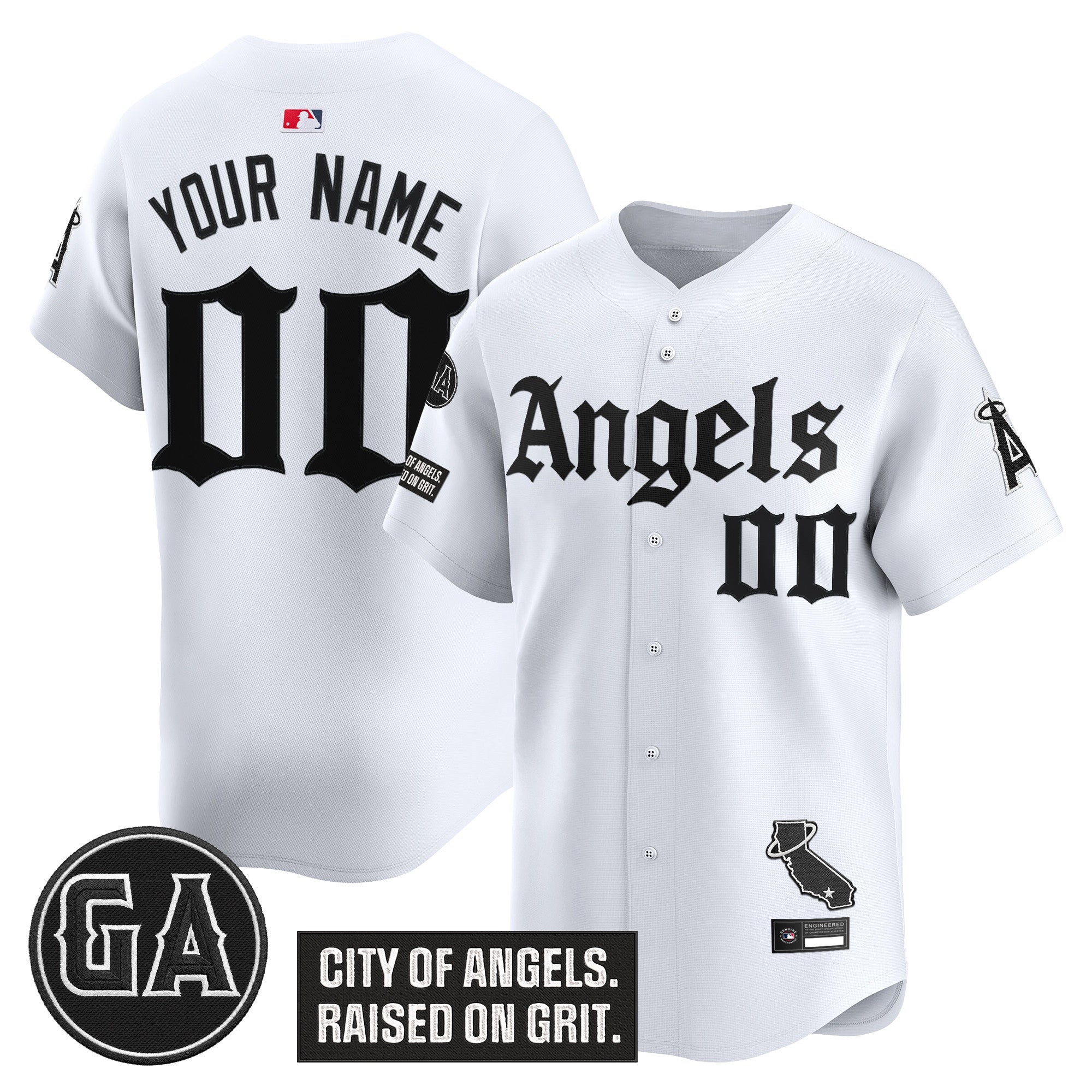 Los Angeles Angels 'Garret Anderson Tribute Patch' Vapor Premier Limited Custom Jersey - Gothic Edition - All Stitched