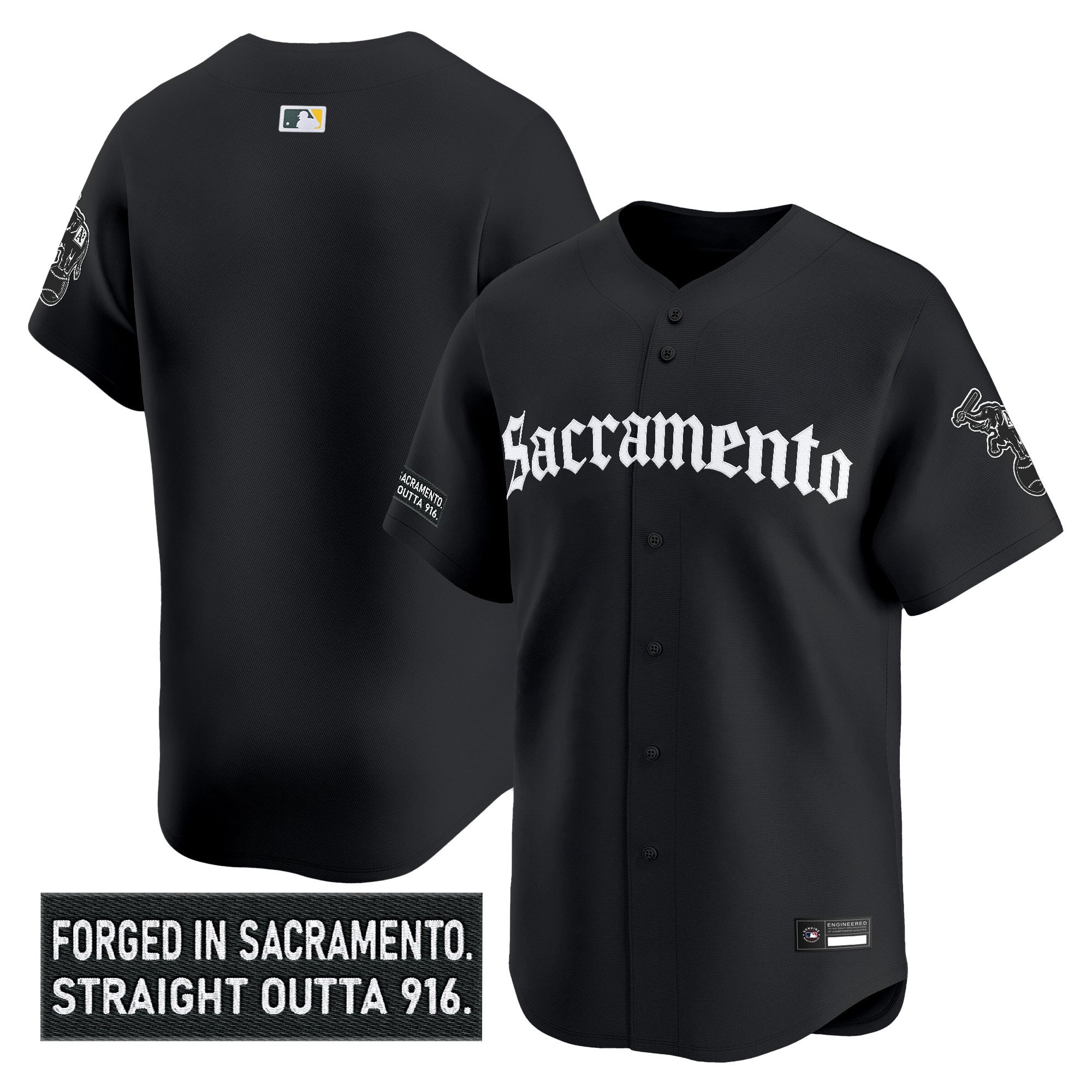 Men's Athletics 'Sacramento Gothic Edition' Vapor Premier Limited Jersey - All Stitched