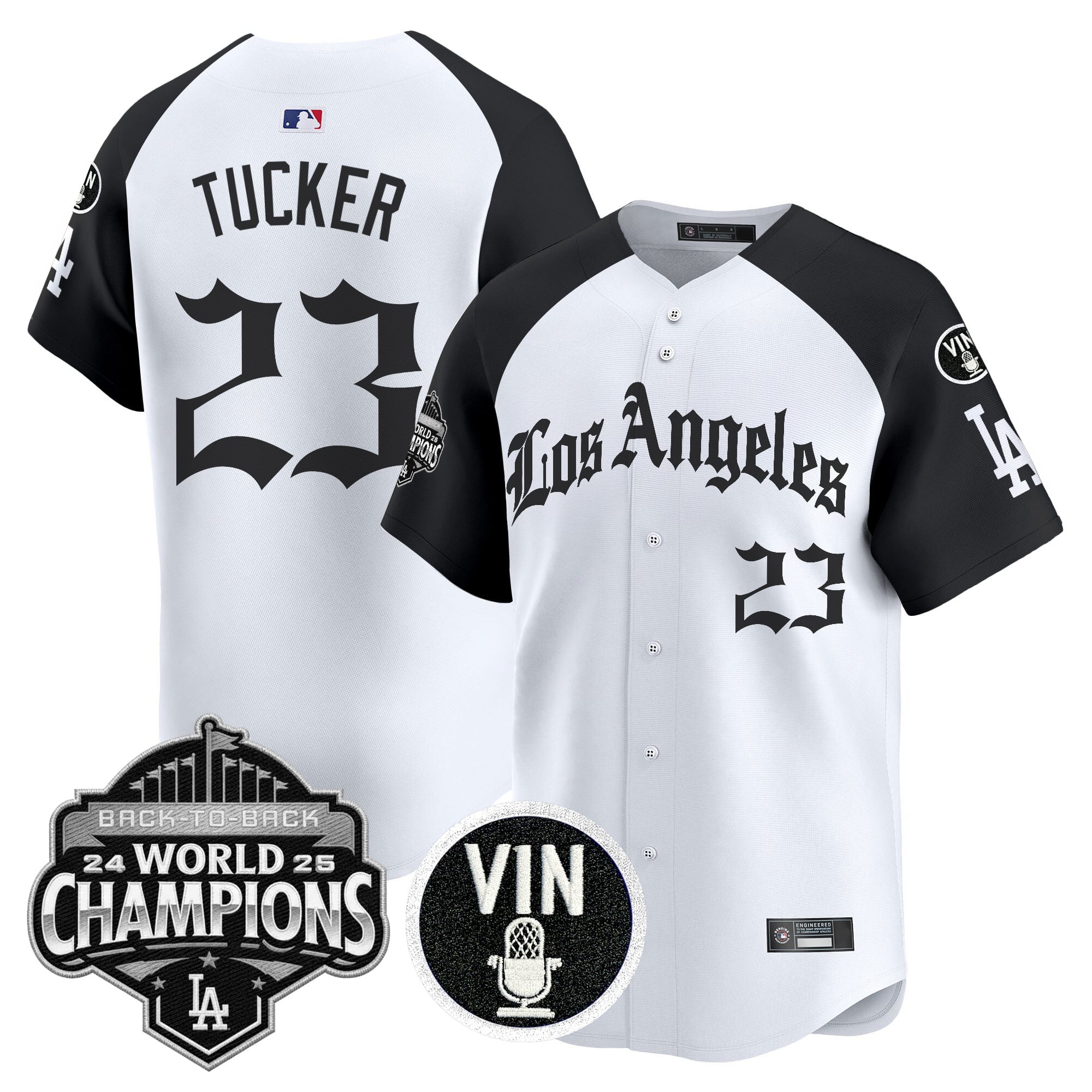 Men's Dodgers 2025 Back-To-Back Champions Vapor Premier Limited Jersey - LA Gothic Edition - All Stitched