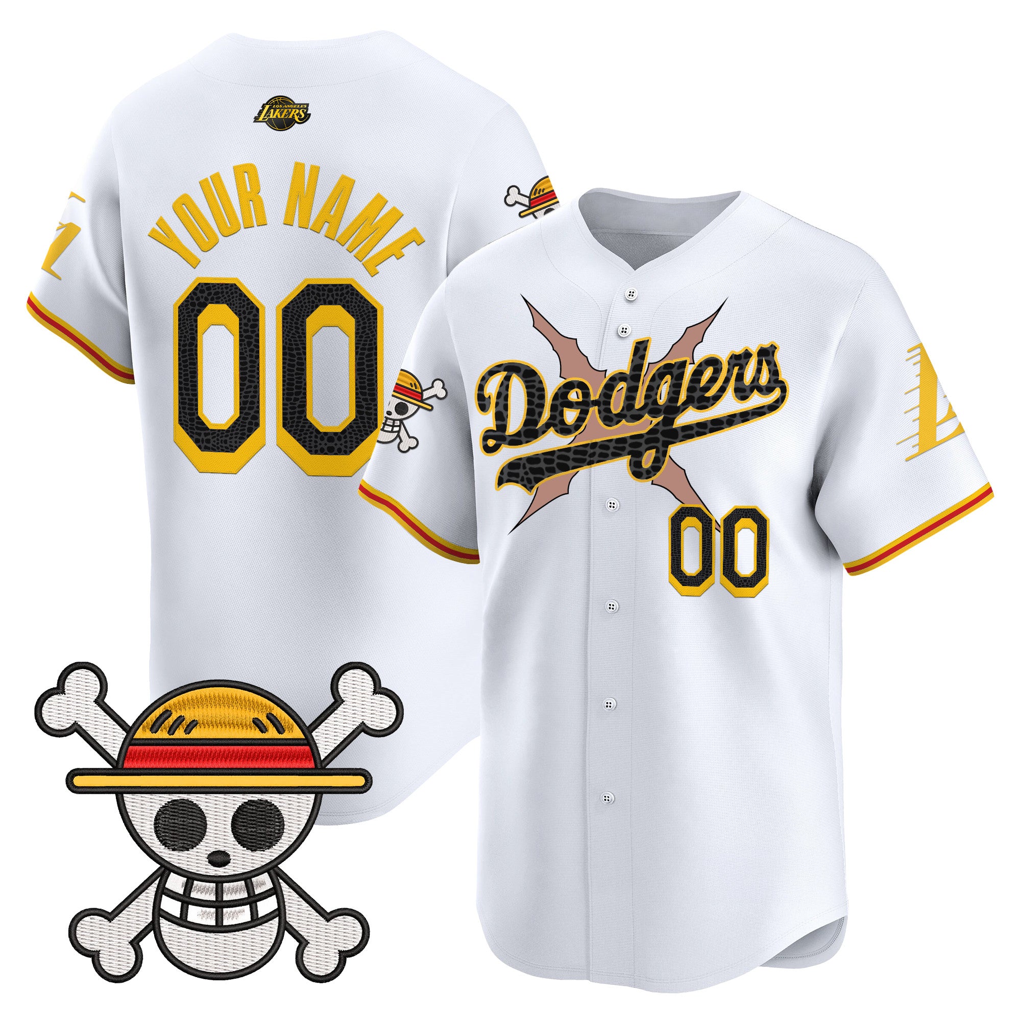 Los Angeles Dodgers x One Piece x Mamba Vapor Premier Limited Custom Jersey - Stitched