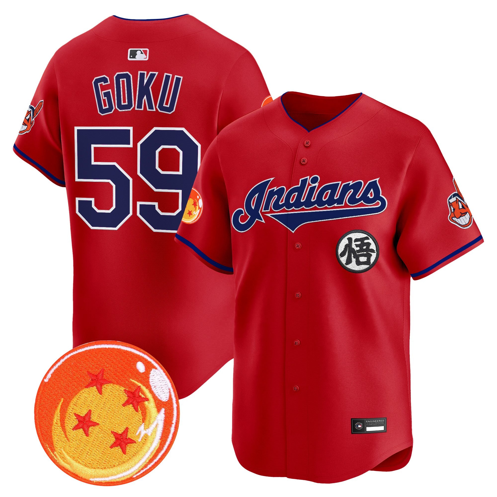 Men's Cleveland Indians x Dragon Ball Vapor Premier Limited Jersey - All Stitched