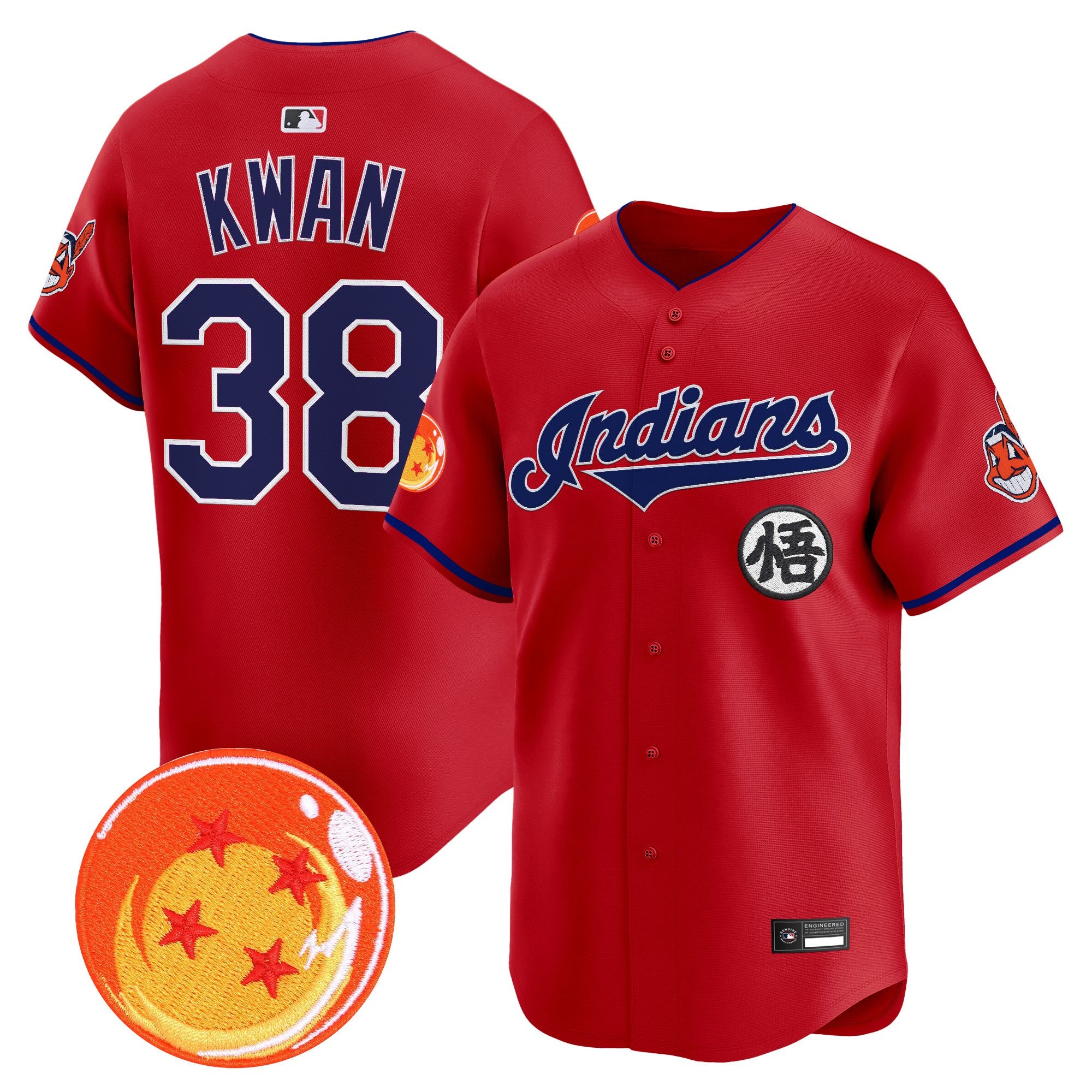 Men's Cleveland Indians x Dragon Ball Vapor Premier Limited Jersey - All Stitched