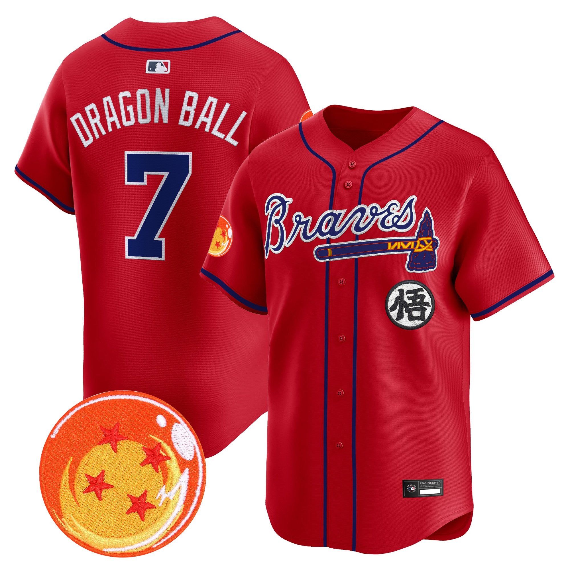 Men's Atlanta Braves x Dragon Ball Vapor Premier Limited Jersey - All Stitched